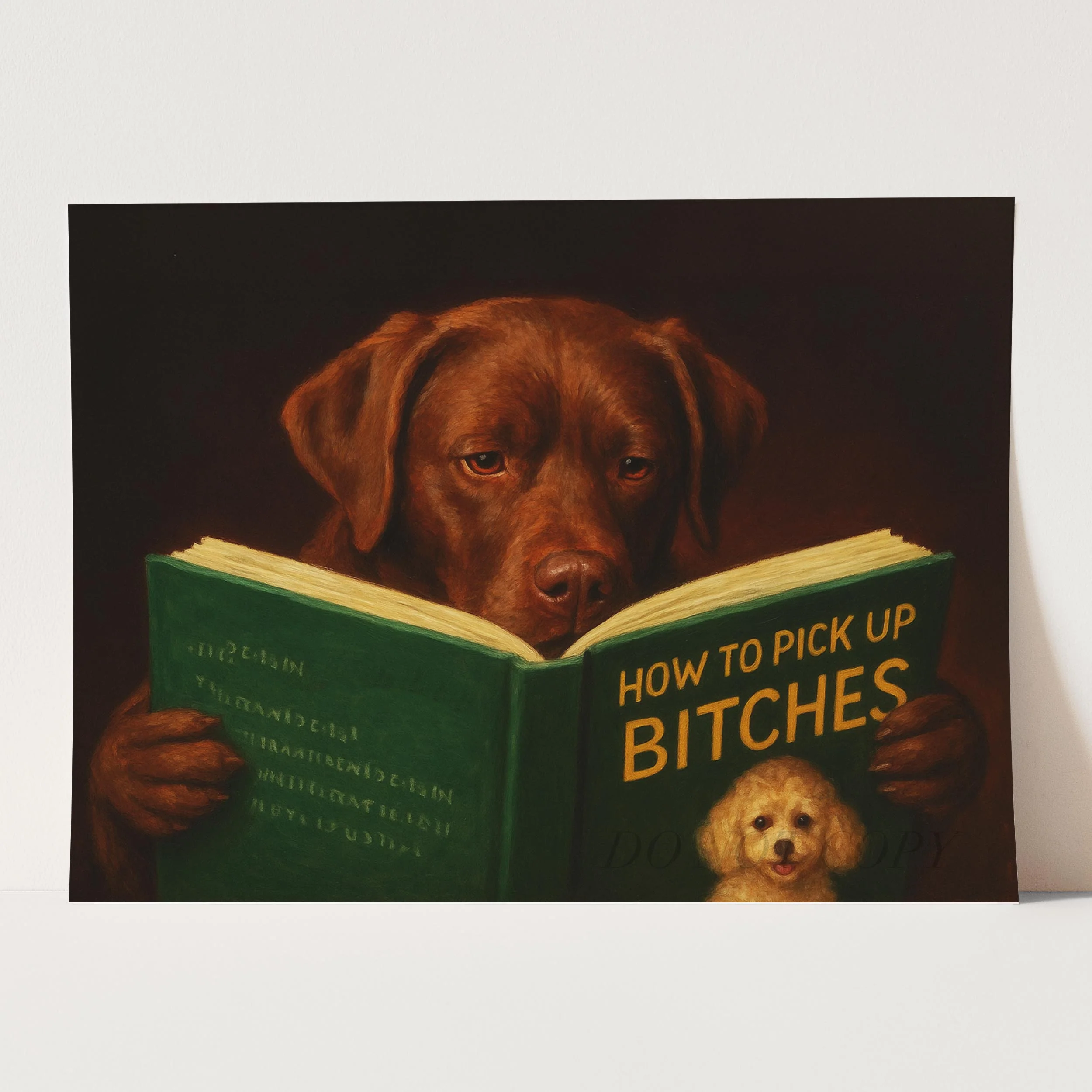 Chocolate Labrador Dog Reading Dating Book - Image 3