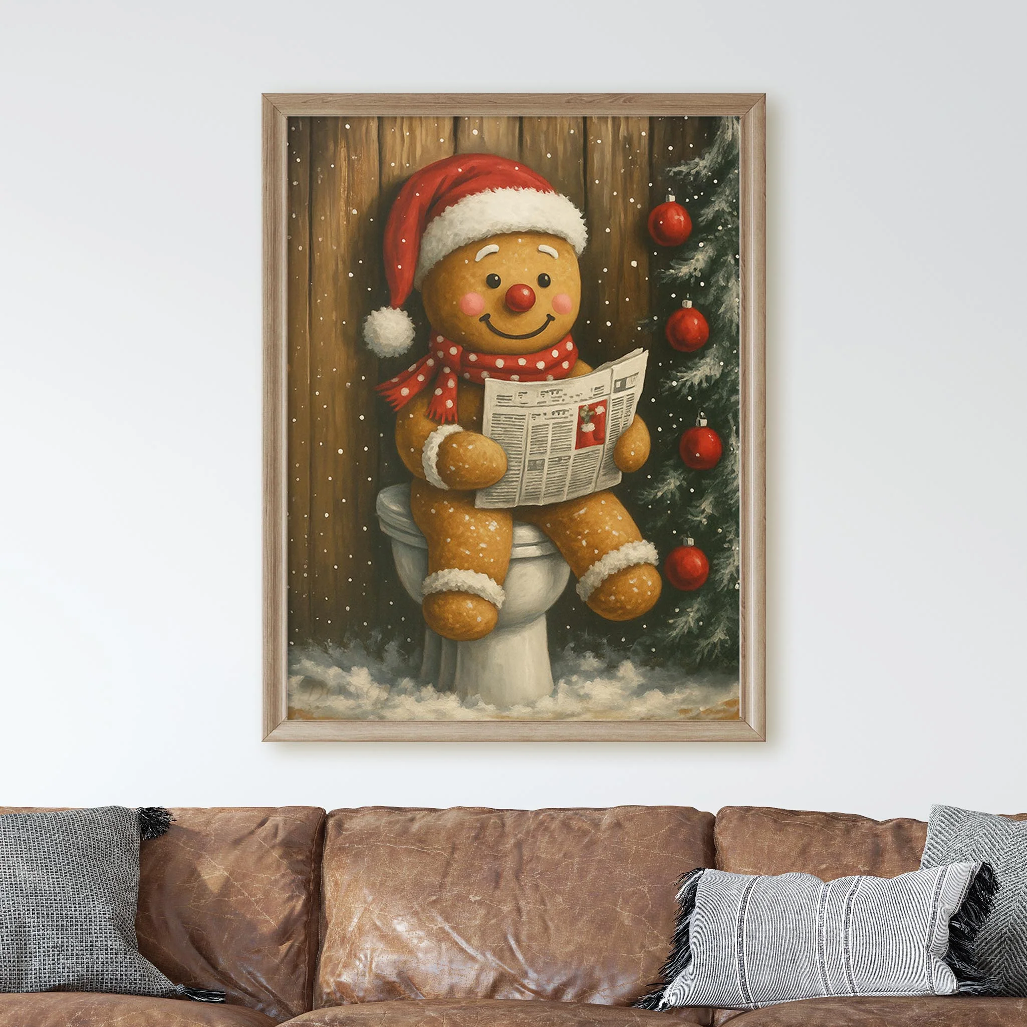 Christmas Gingerbread Man Reading The Newspaper On The Toilet - Image 2