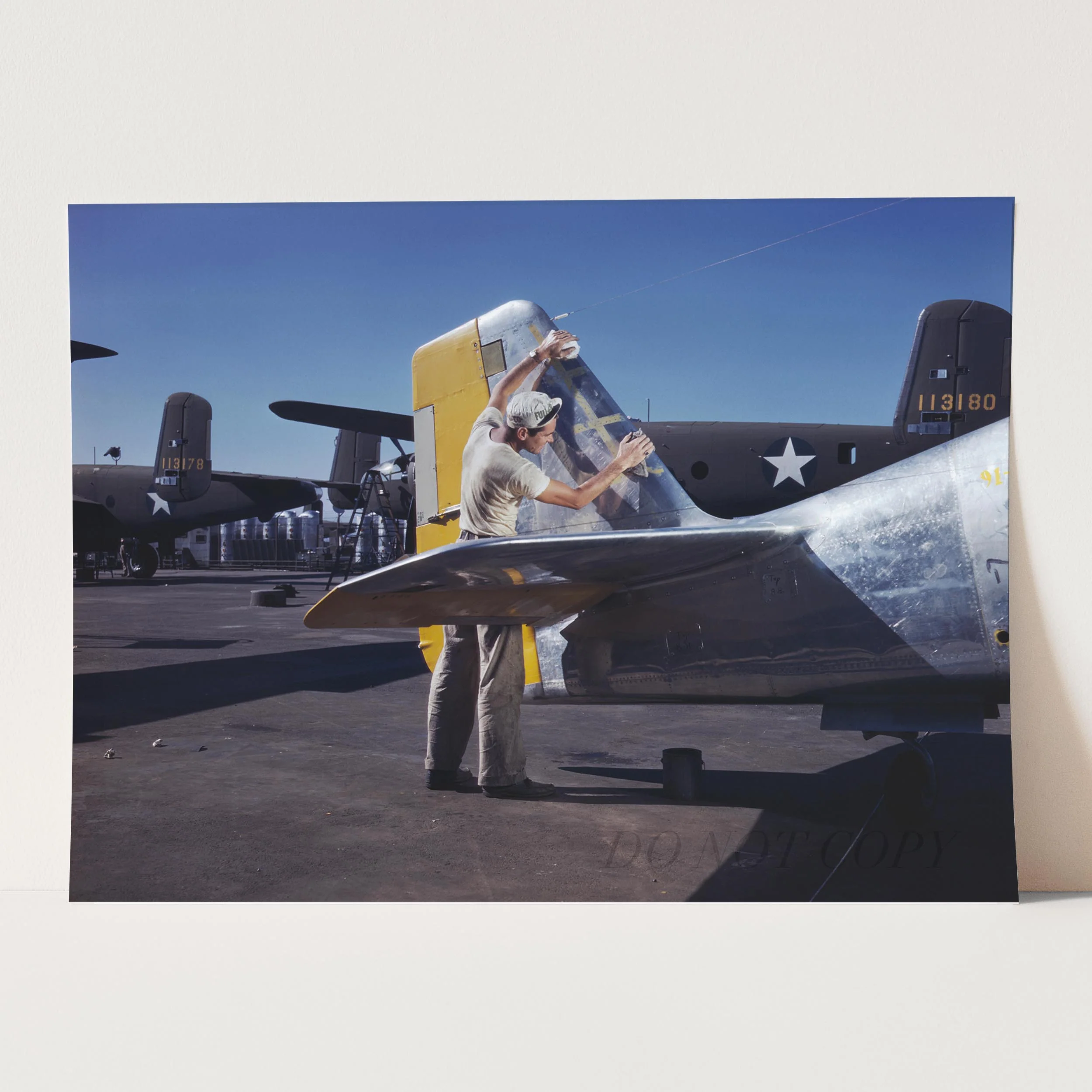 Cleaning the Tail of a P51 Fighter Plane, World War Two - Image 3