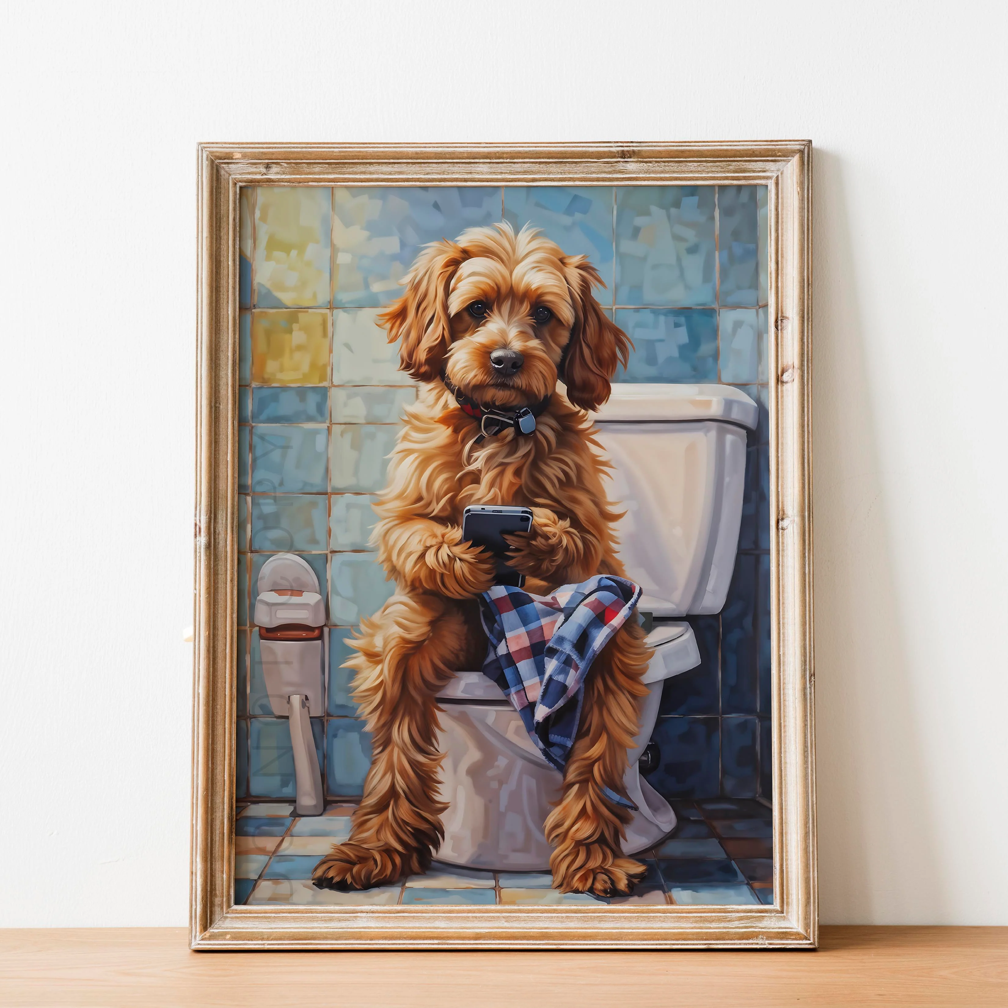 Cockapoo on the Phone on the Toilet - Image 2
