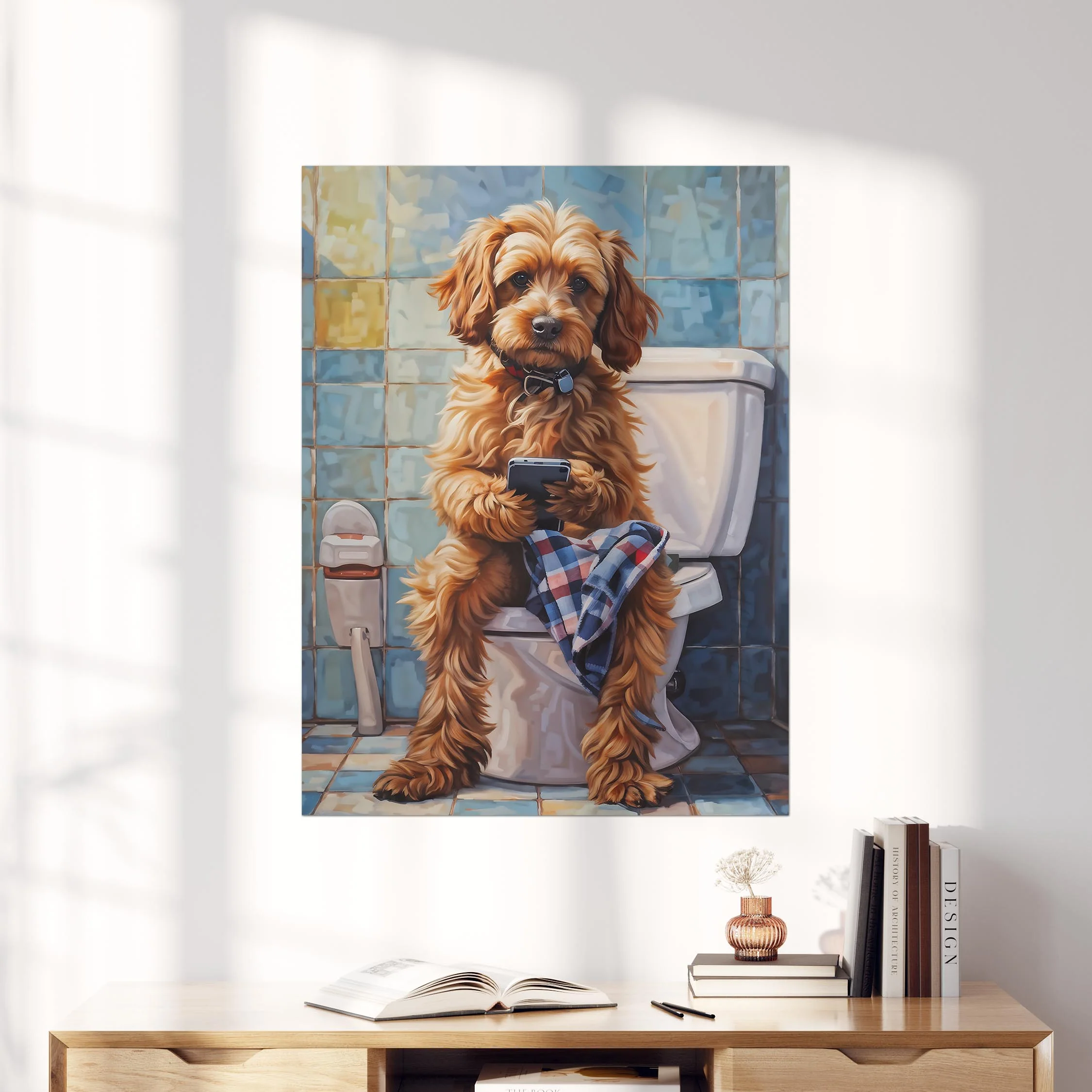 Cockapoo on the Phone on the Toilet - Image 4
