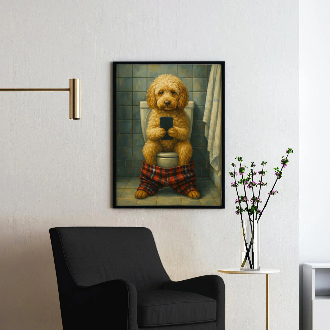Cockapoo On The Toilet On The Phone - Image 2