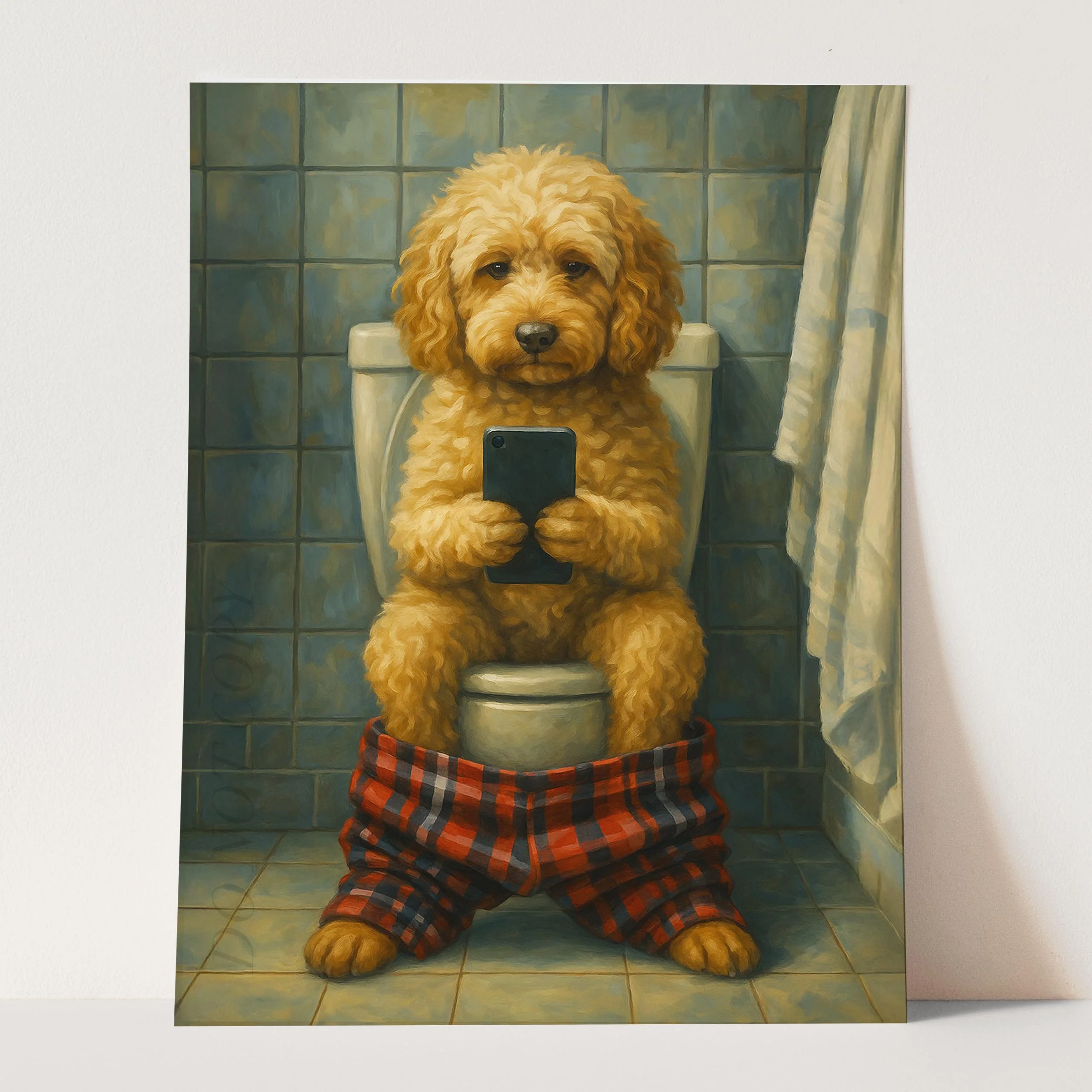 Cockapoo On The Toilet On The Phone - Image 3