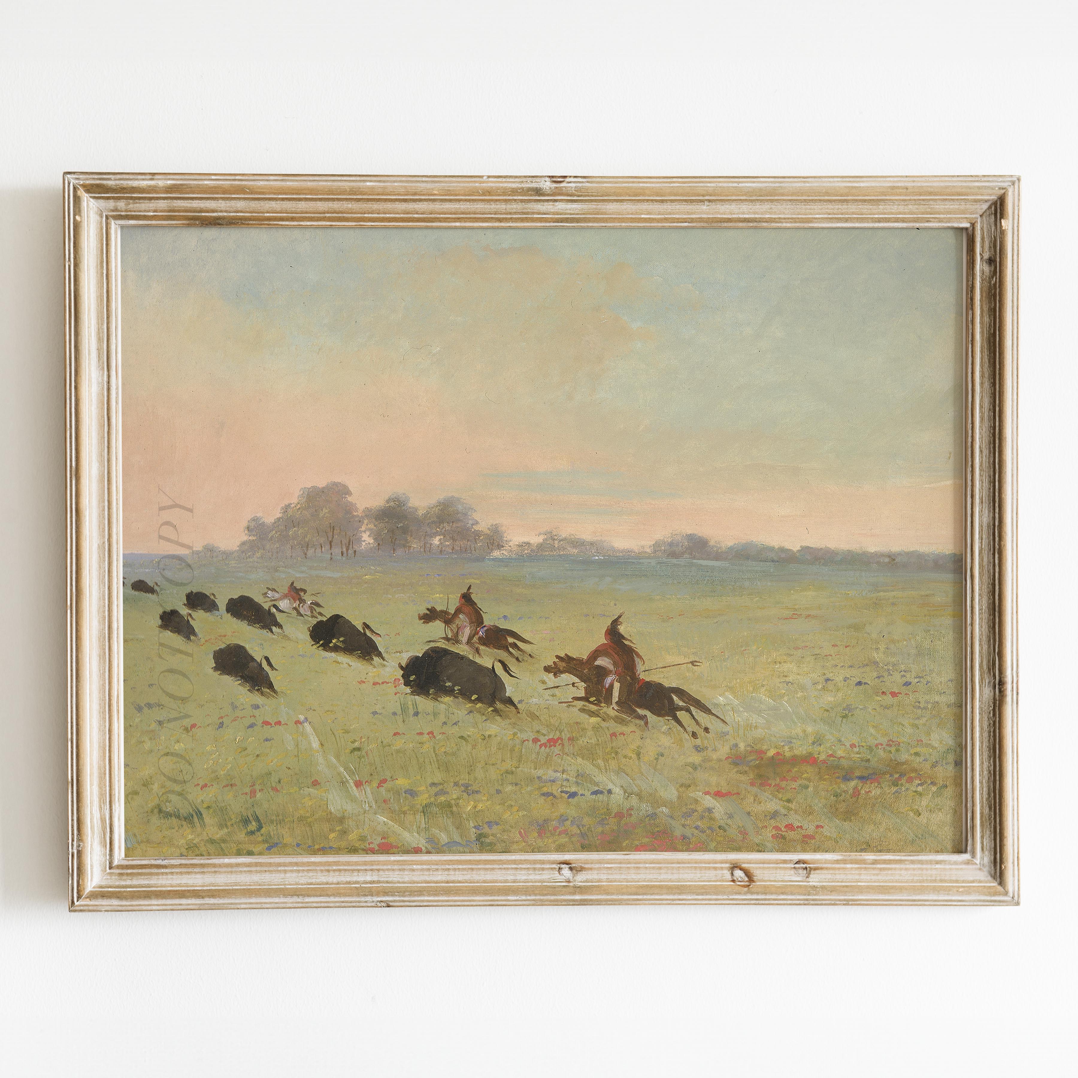 Comanche Indians Chasing Buffalo