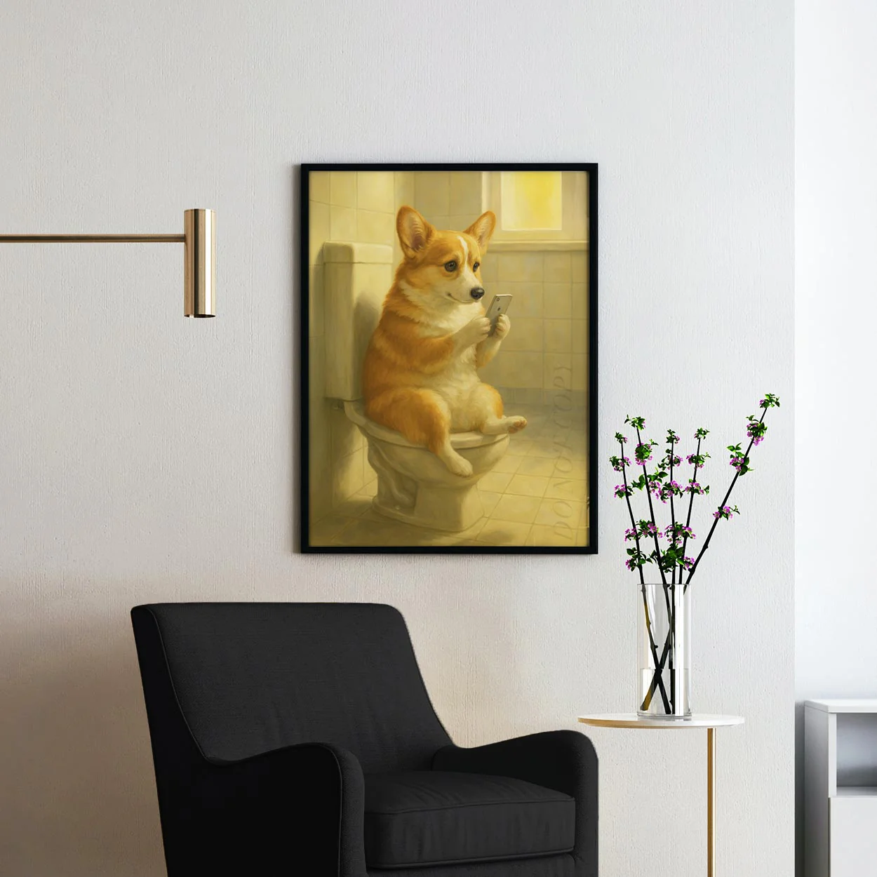Corgi Dog On The Phone On The Toilet - Image 2