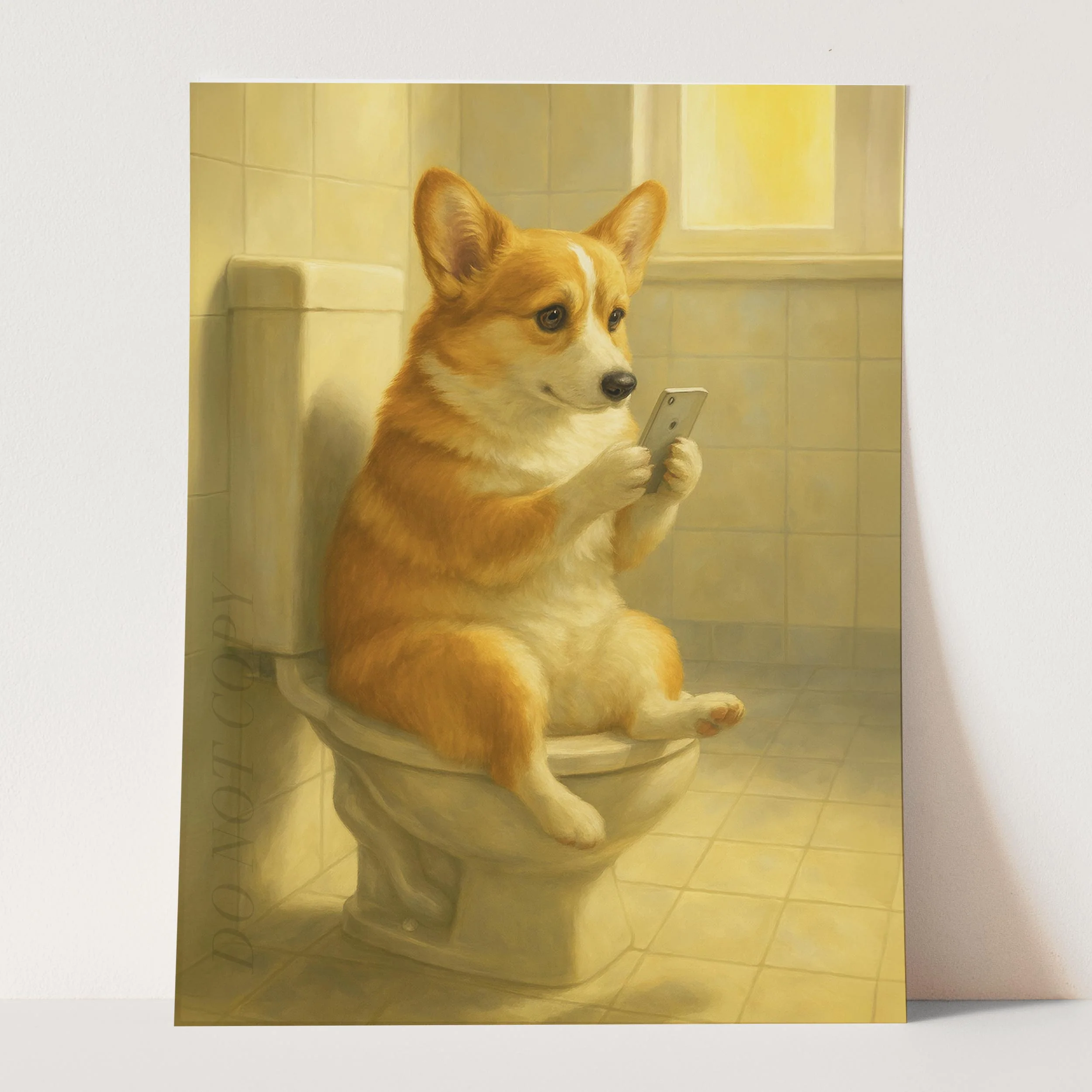 Corgi Dog On The Phone On The Toilet - Image 3