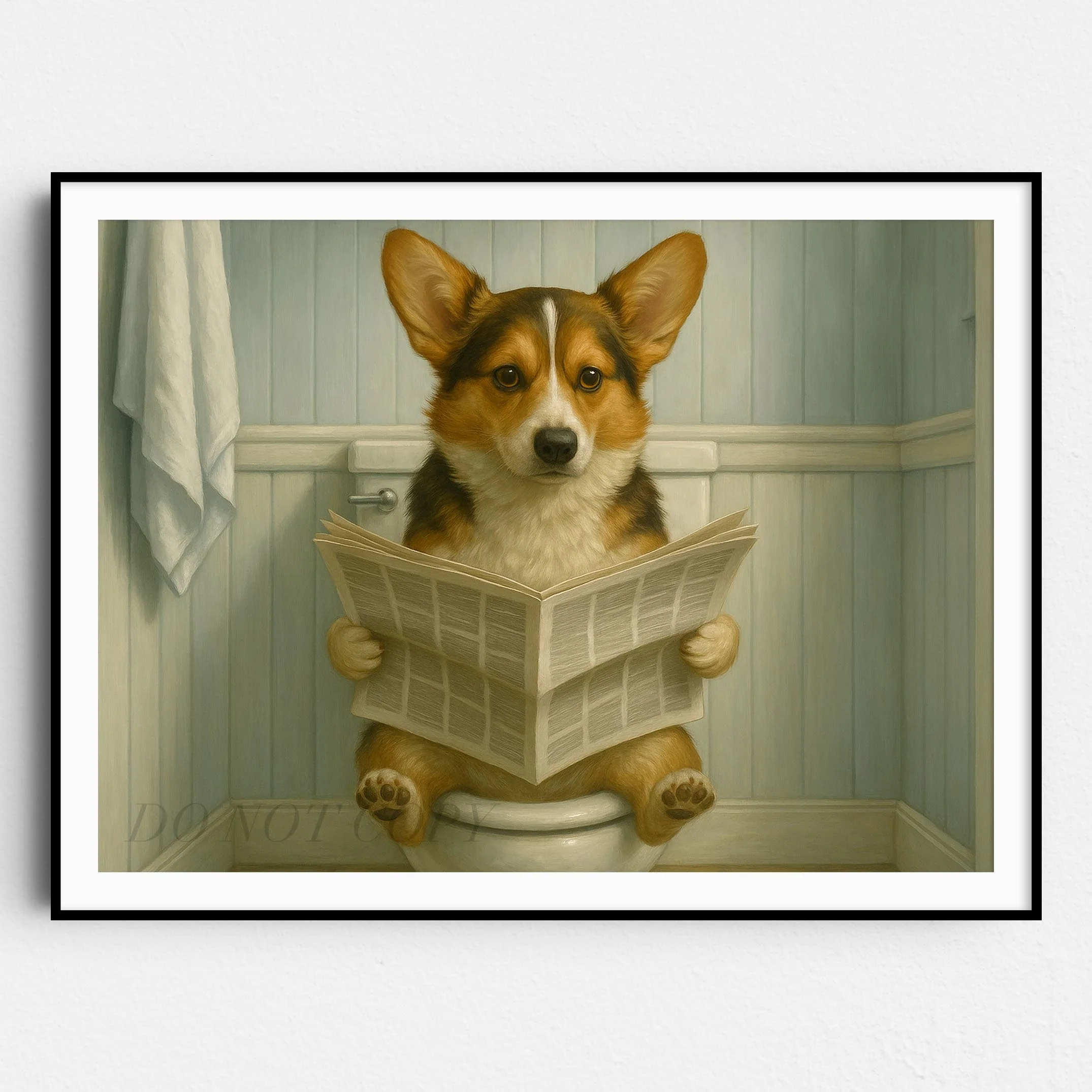 Corgi Dog On The Toilet Reading The Newspaper