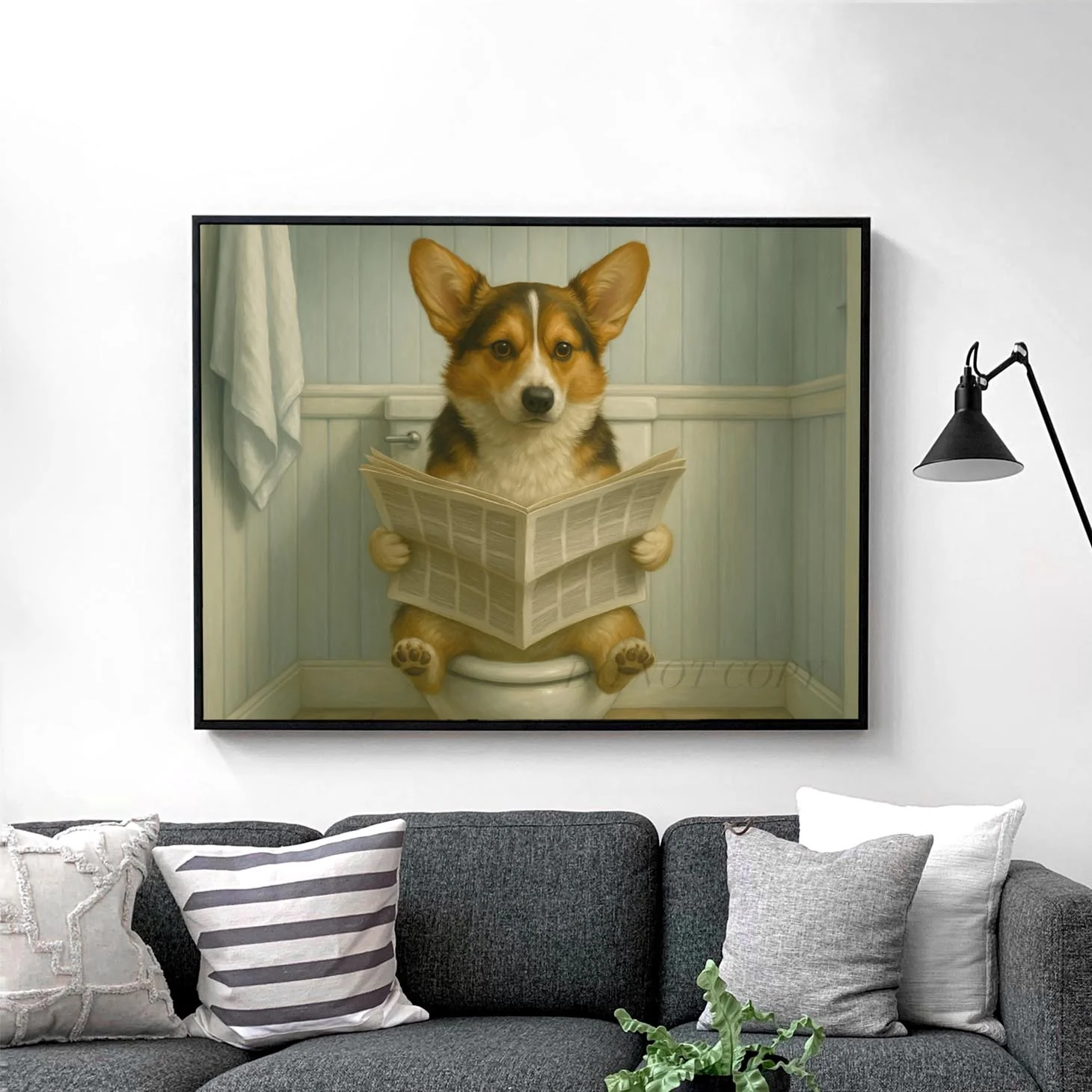 Corgi Dog On The Toilet Reading The Newspaper - Image 2
