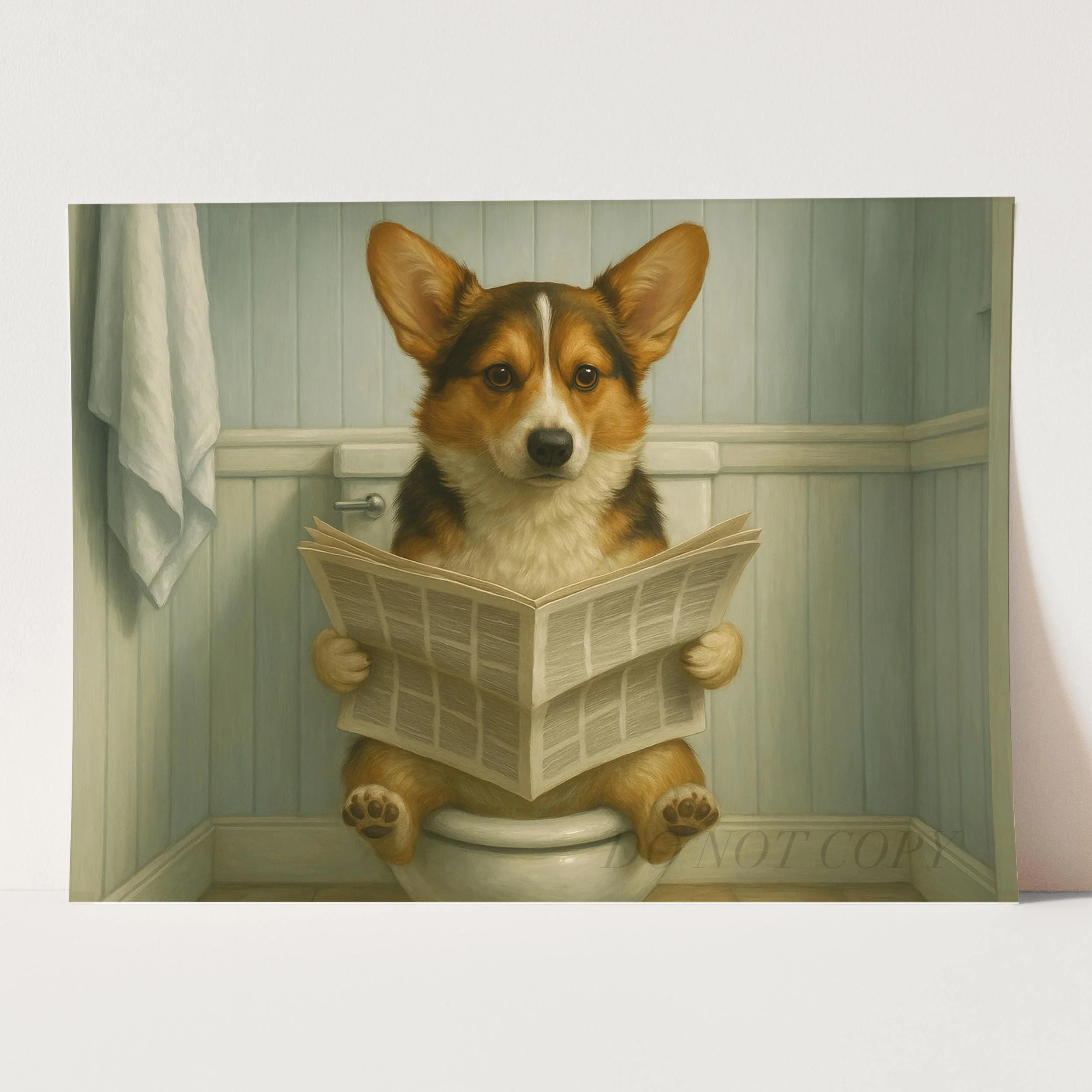 Corgi Dog On The Toilet Reading The Newspaper - Image 3
