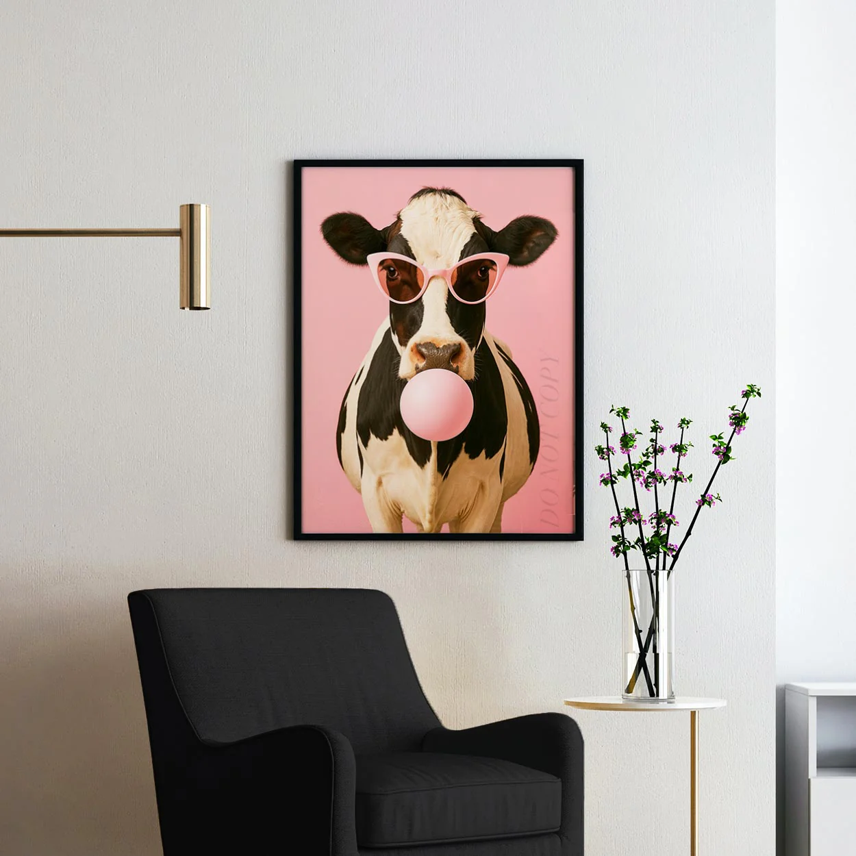 Cow Pink Sunglasses Blowing Bubble Gum - Image 2