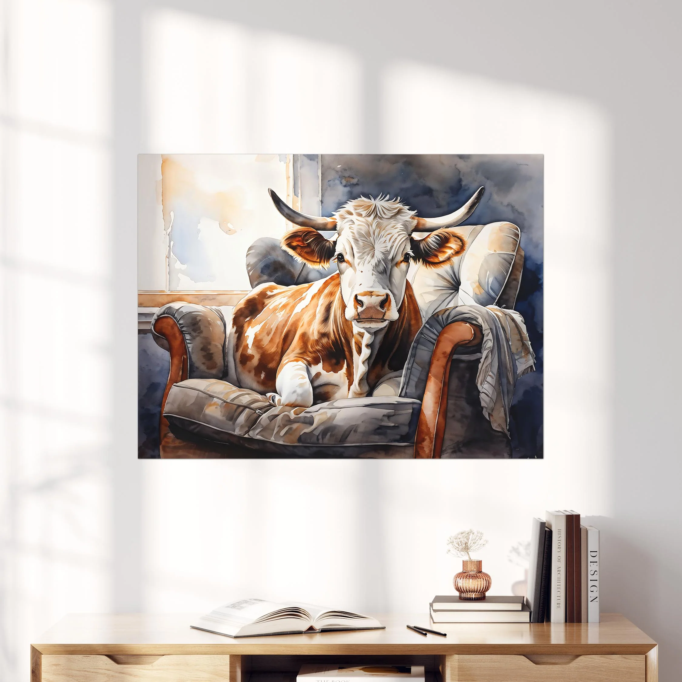 Cow Sitting in Armchair - Image 4