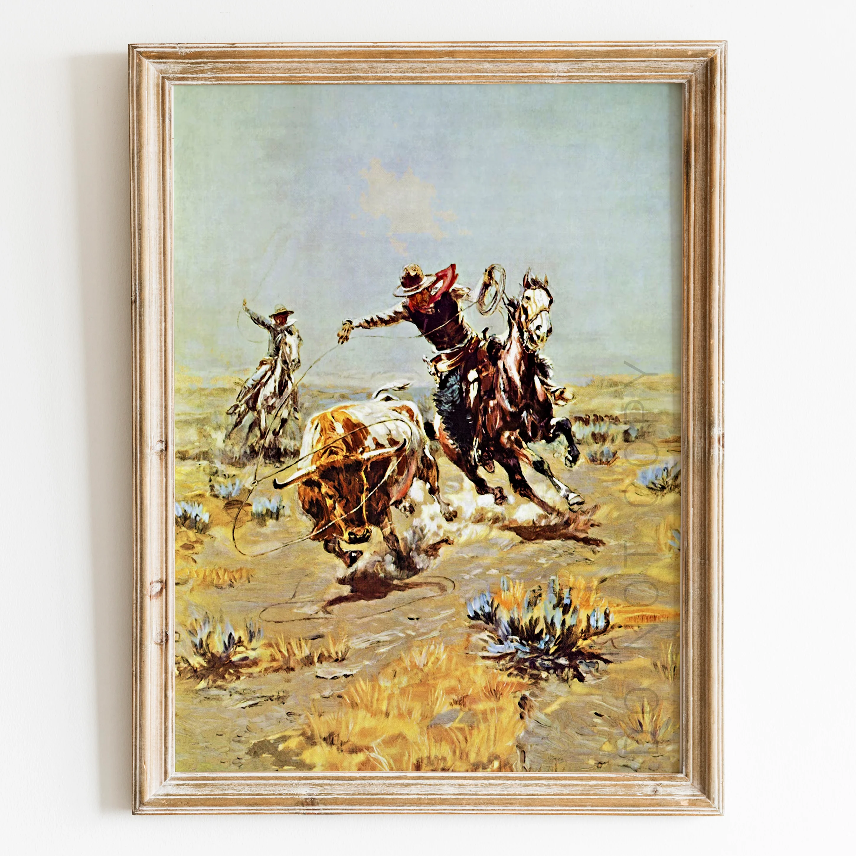 Cowboy Roping a Steer by Charles Marion Russell