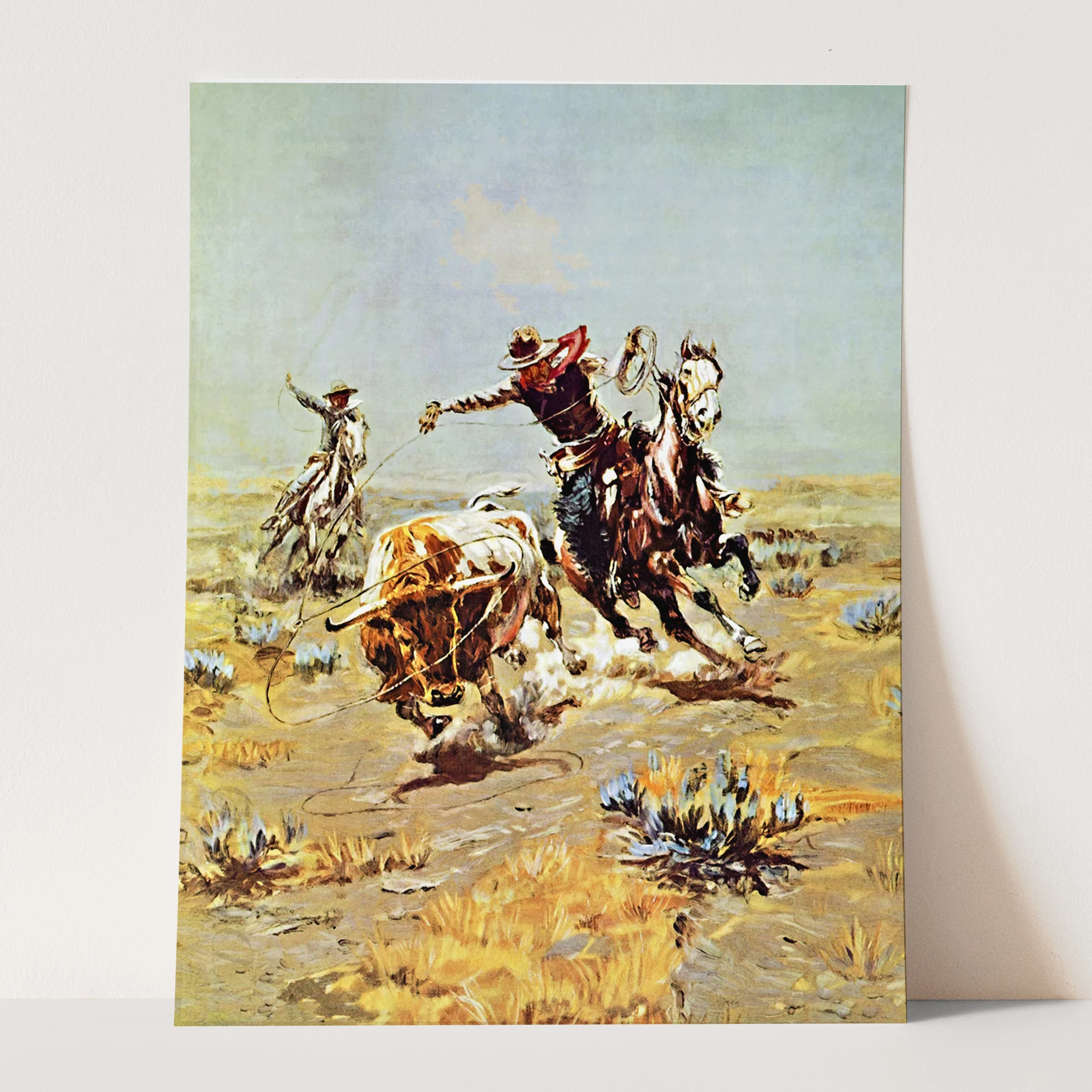 Cowboy Roping a Steer by Charles Marion Russell - Image 3