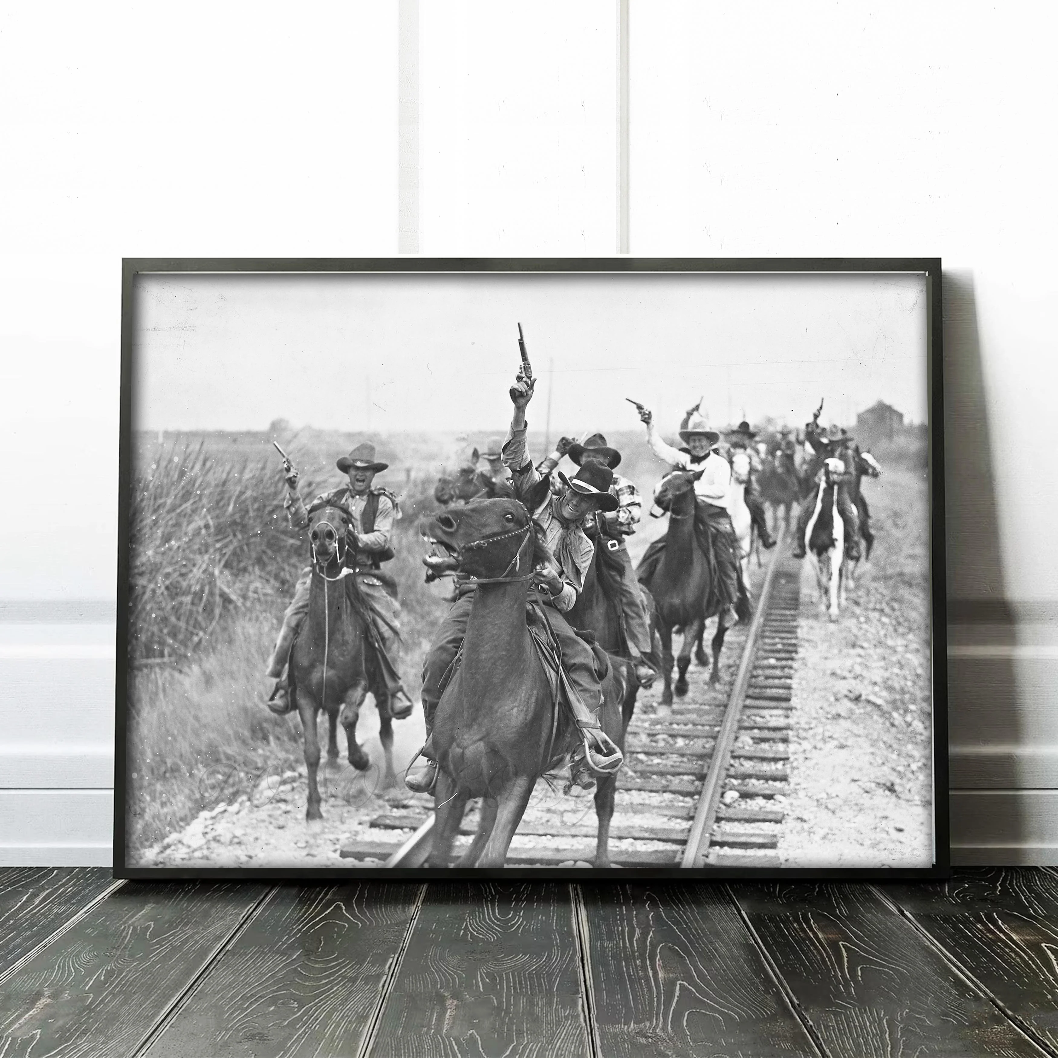 Cowboys Shooting Guns On Horseback - Image 3