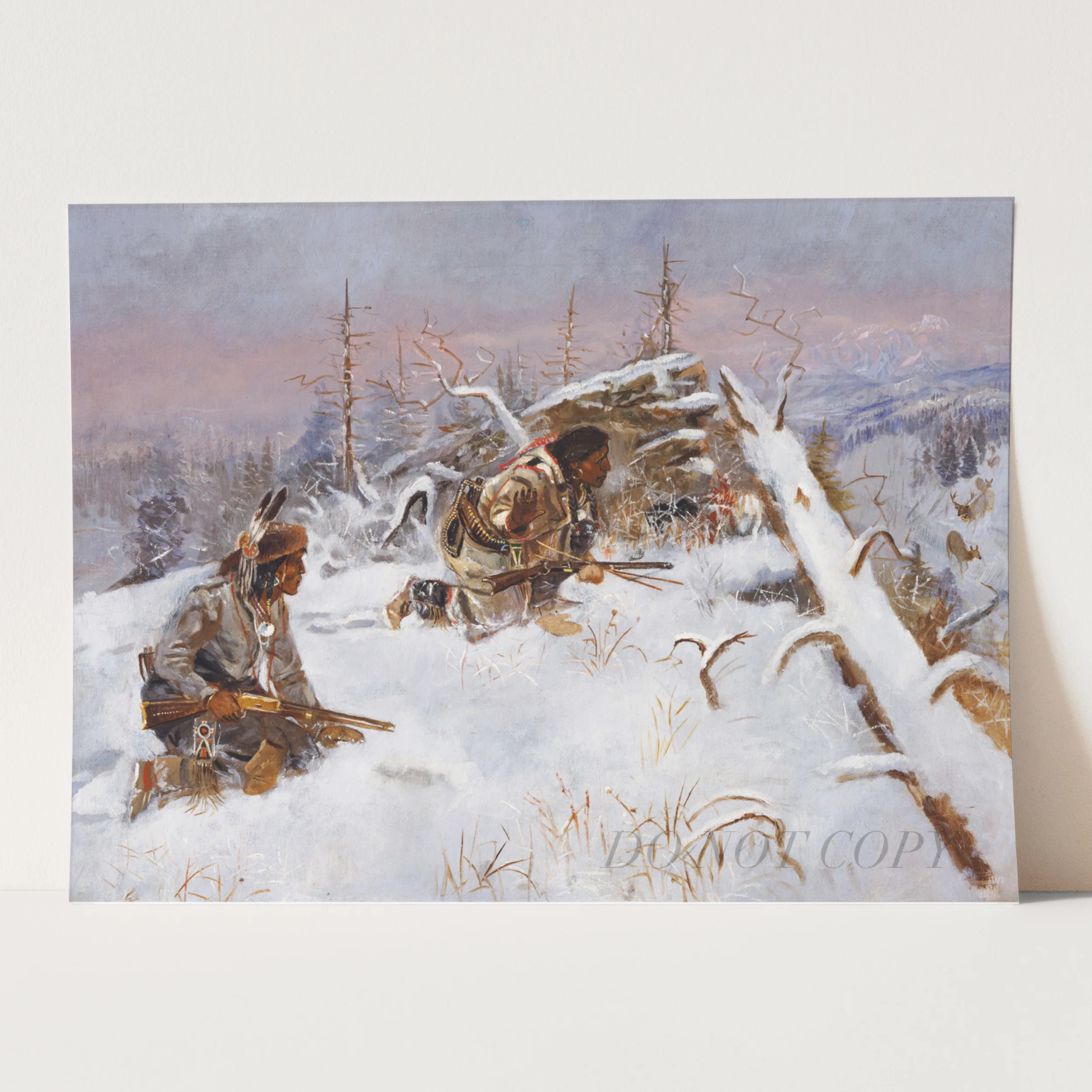 Crow Indians Hunting Elk by Charles M Russell - Image 3