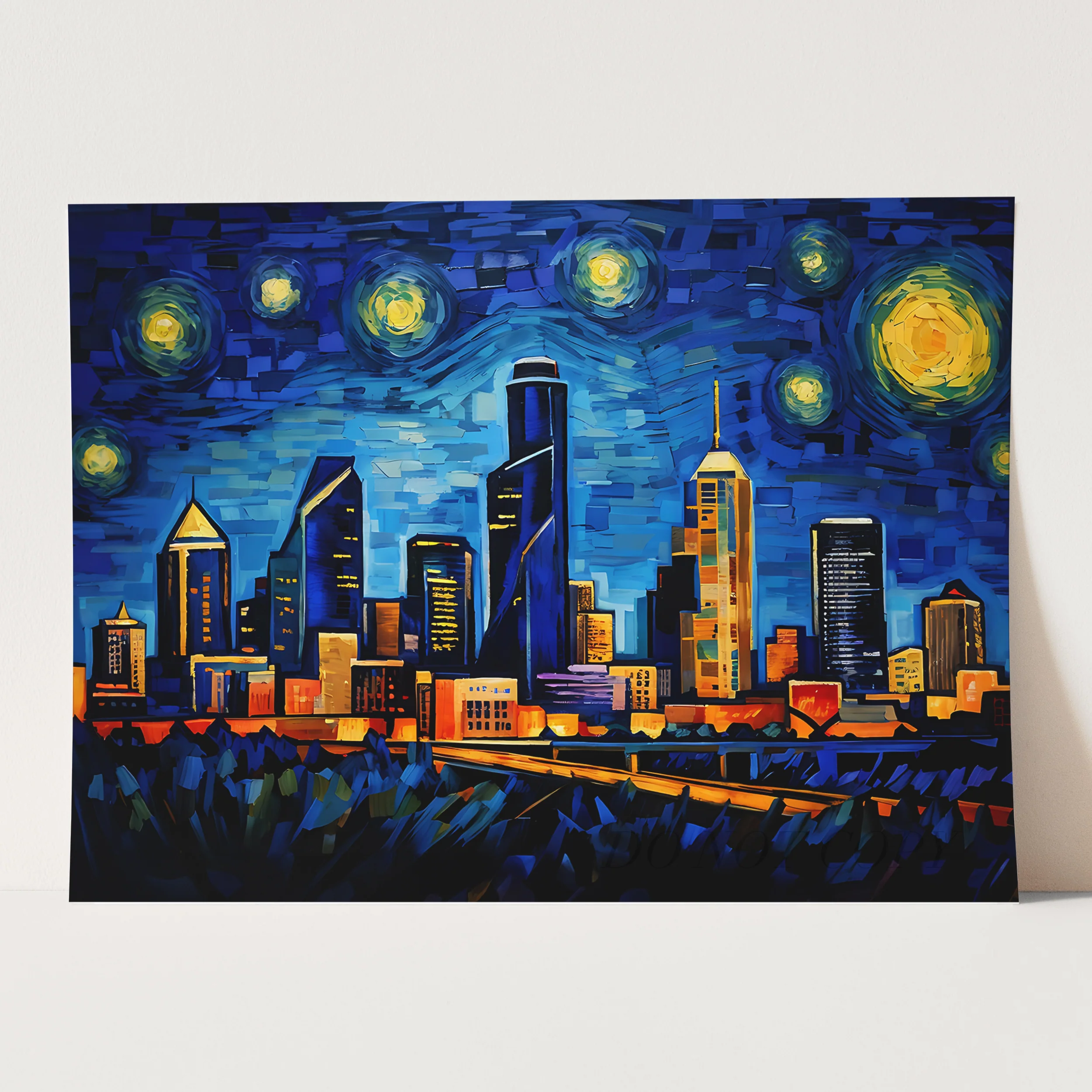Dallas Skyline Van Gogh Starry Night - Image 3