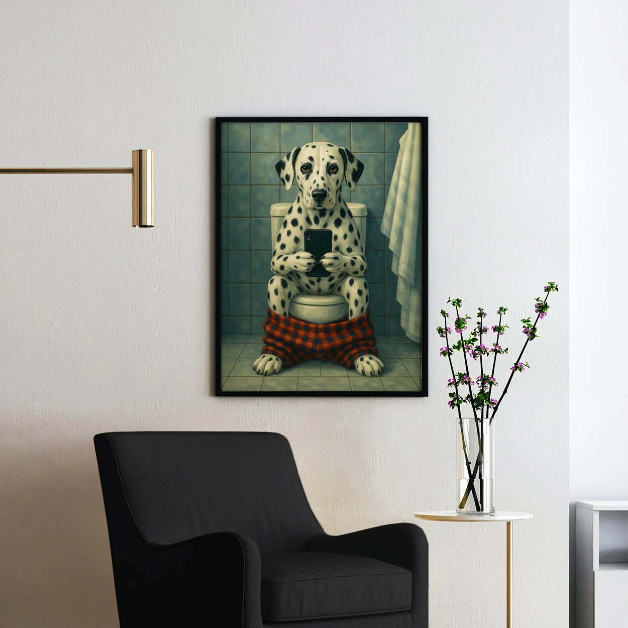 Dalmatian Dog On The Phone On The Toilet - Image 2