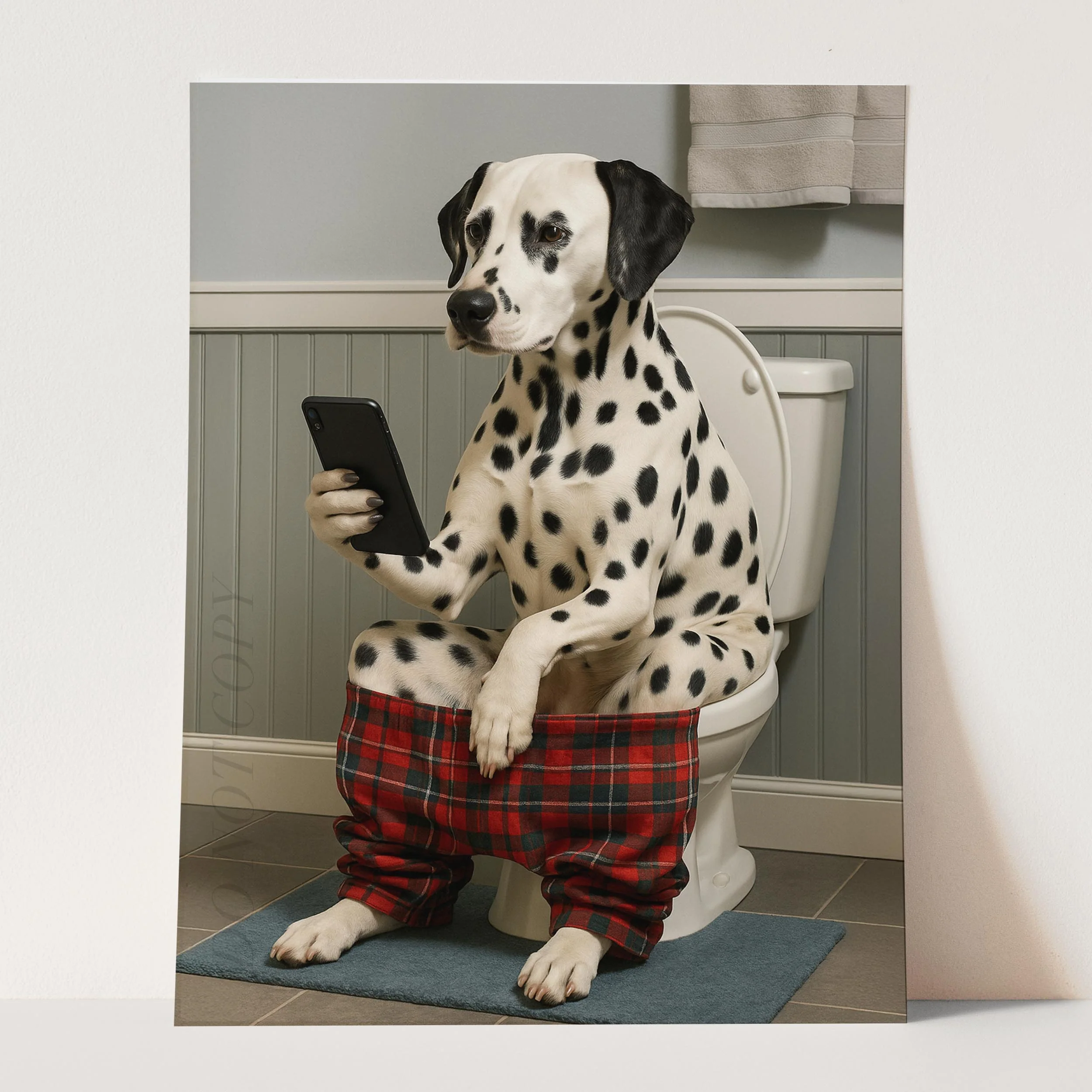 Dalmatian On The Phone On The Toilet - Image 3