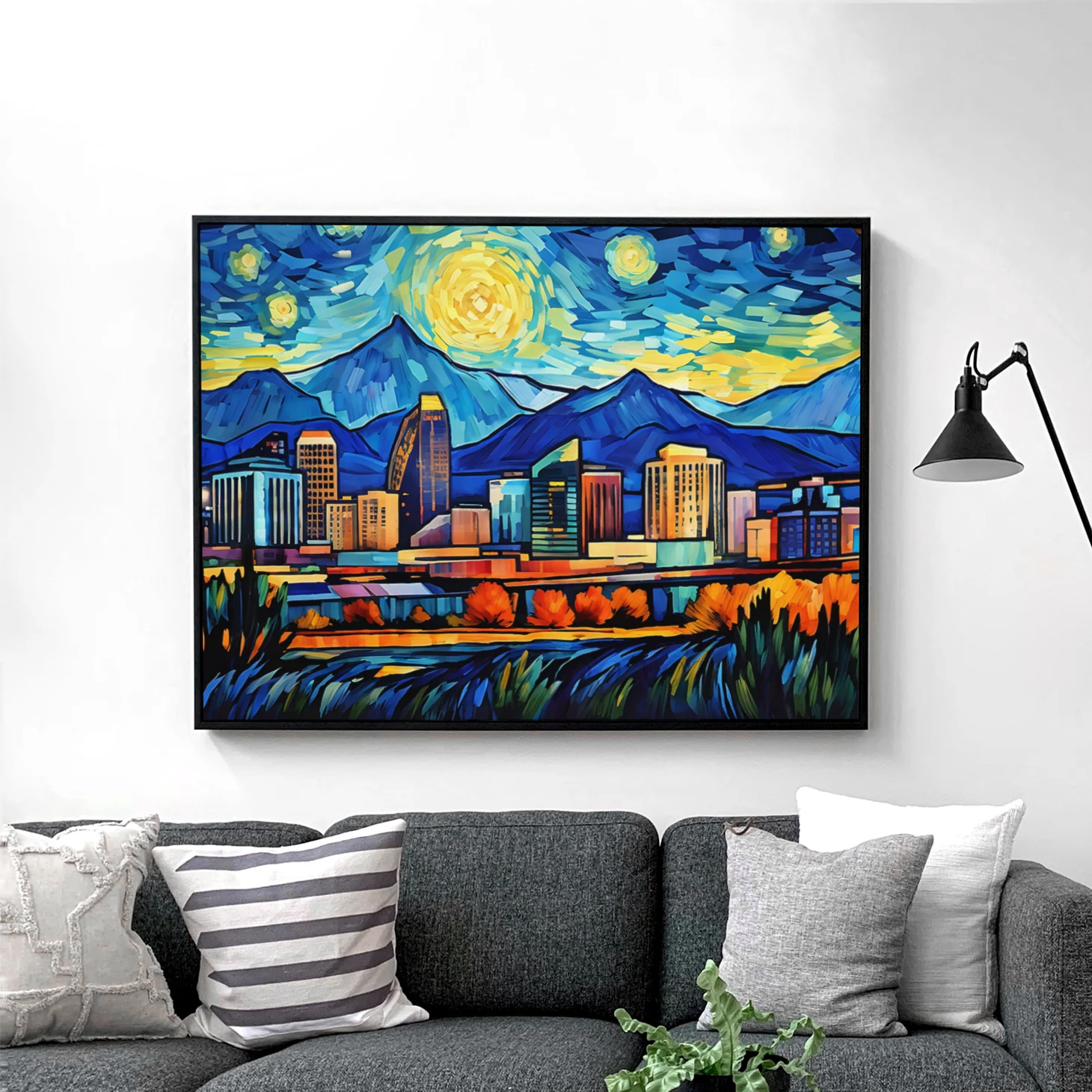 Denver Colorado Skyline Van Gogh Starry Night - Image 2