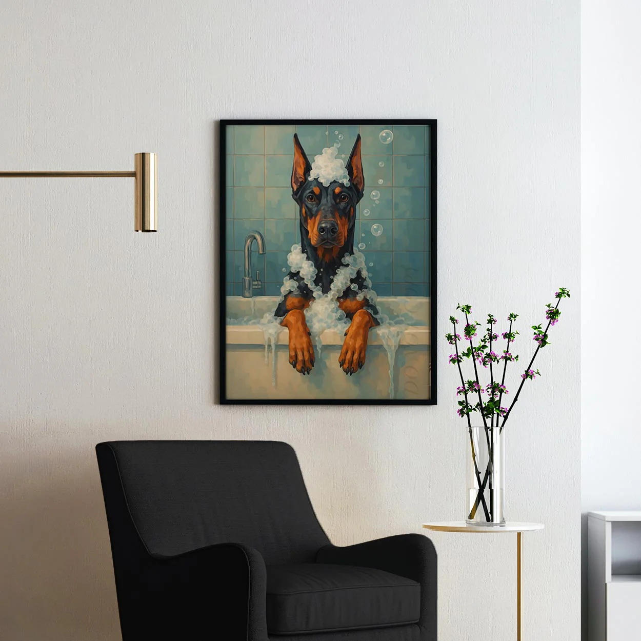 Dobermann Dog Bathtub Bubble Bath - Image 2