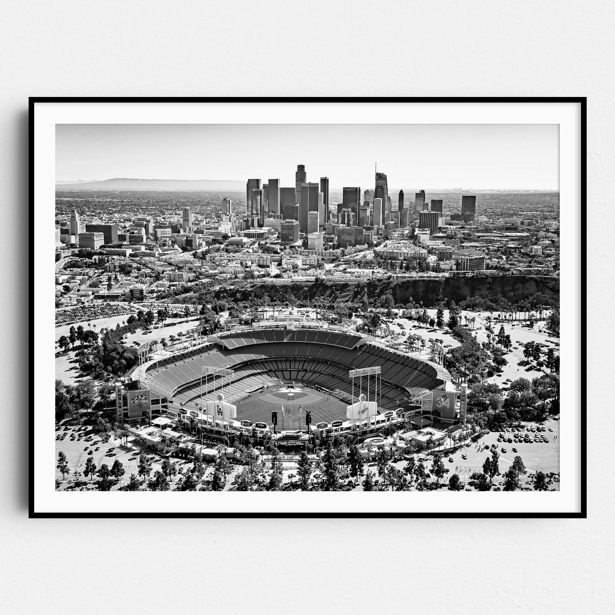 Dodger Stadium and Los Angeles Downtown
