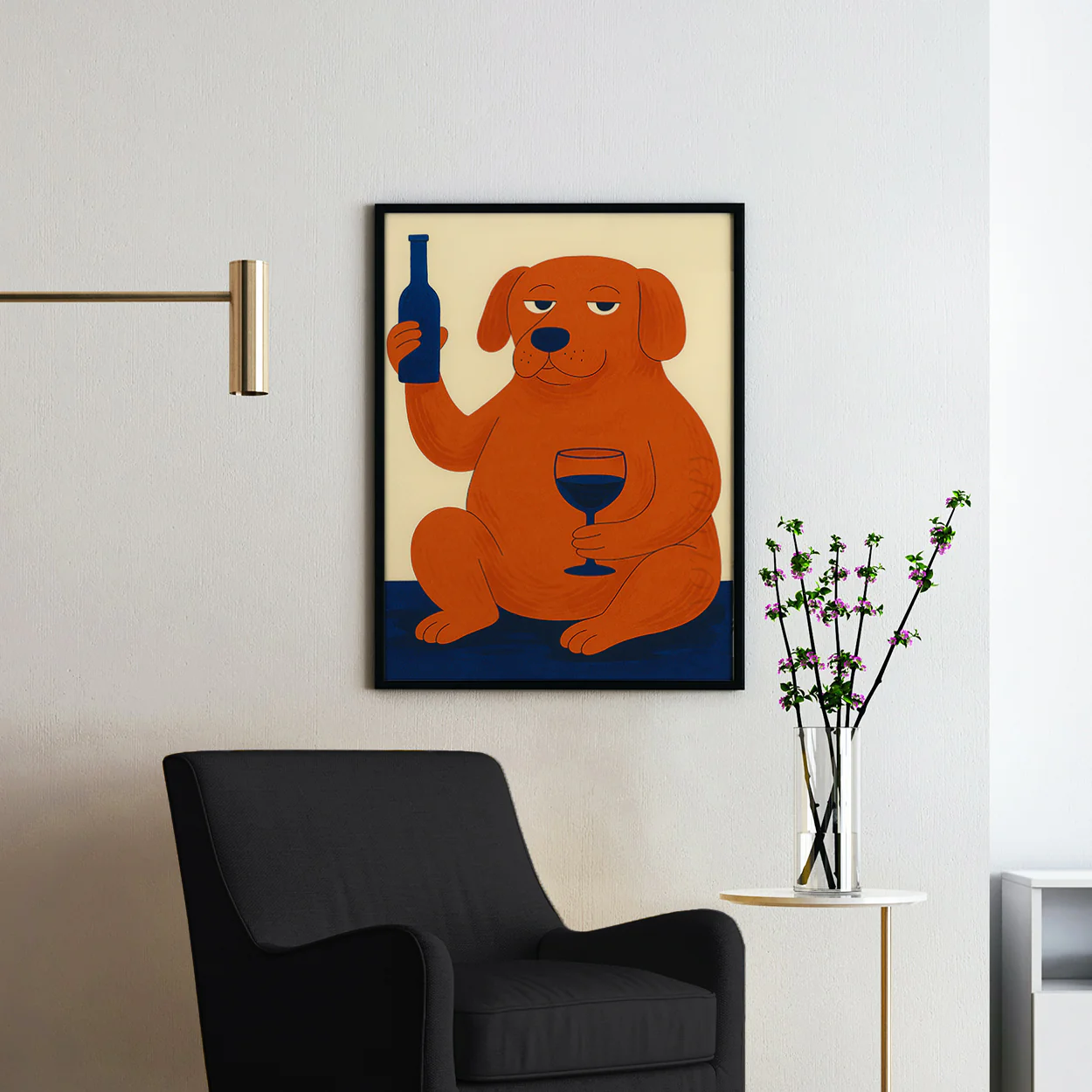 Dog Drinking Wine Mid Century Modern - Image 2
