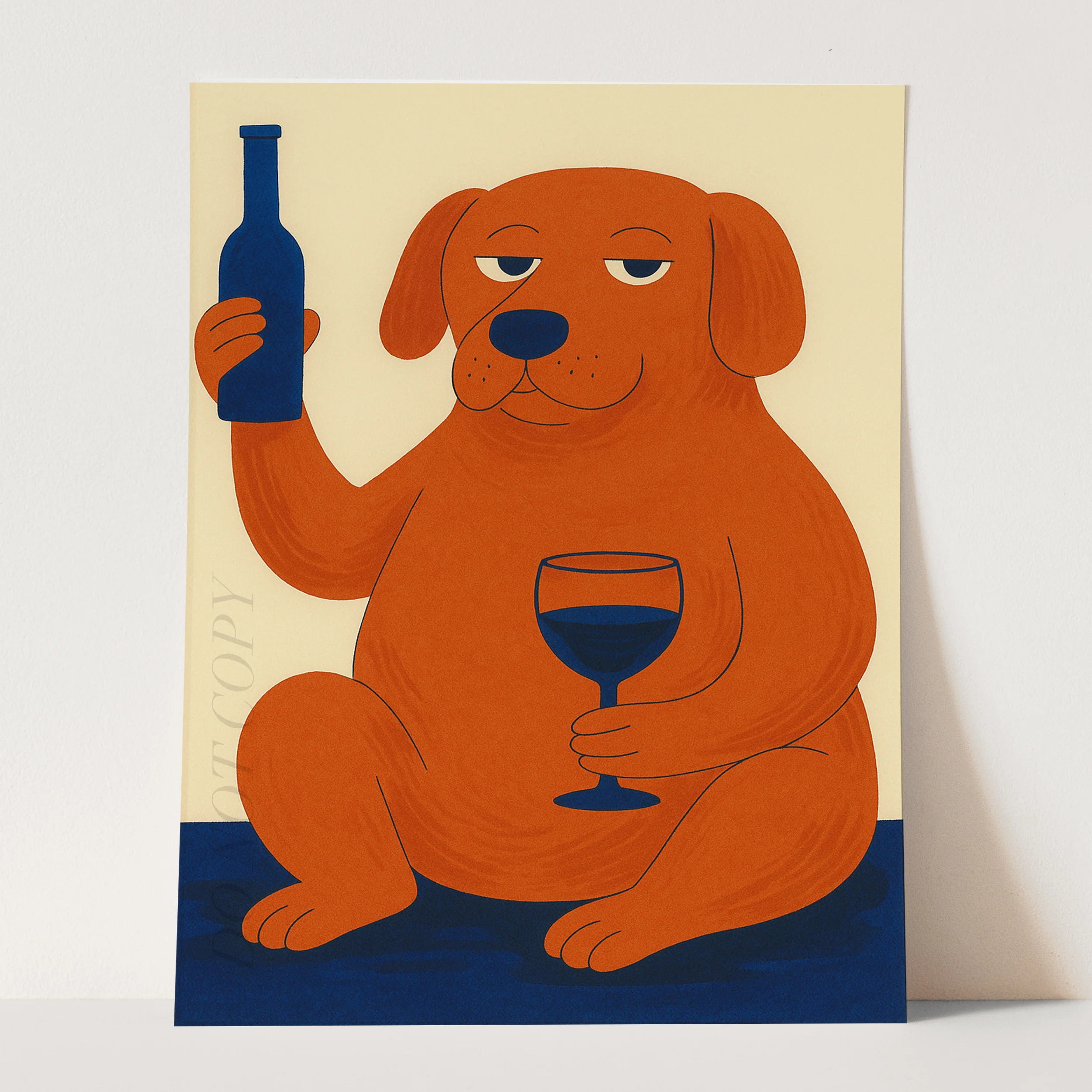 Dog Drinking Wine Mid Century Modern - Image 3