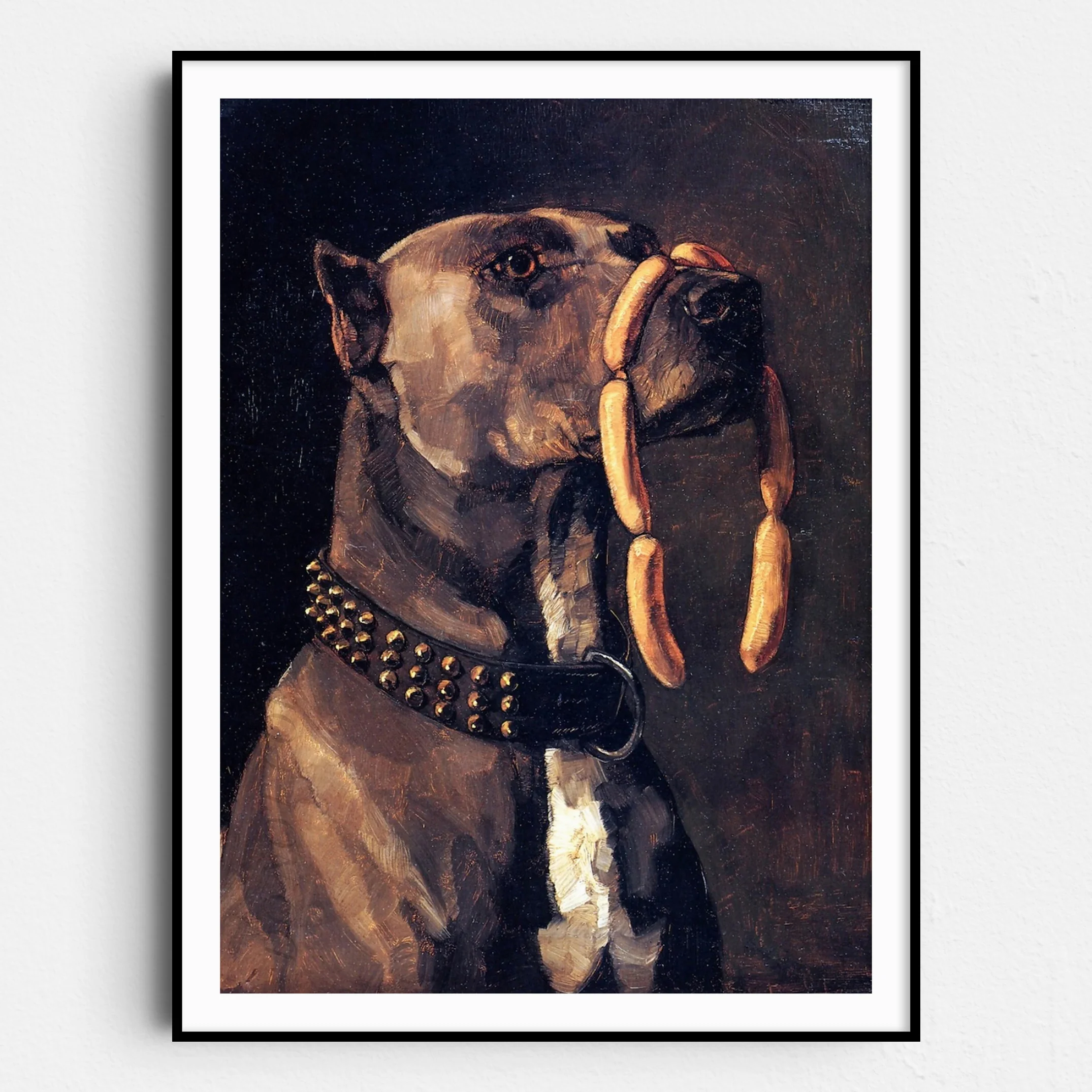 Dog With Sausage By Wilhelm Trubner