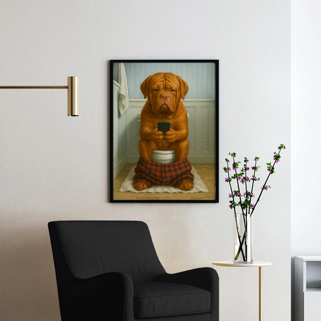 Dogue de Bordeaux Dog On The Phone On The Toilet - Image 2
