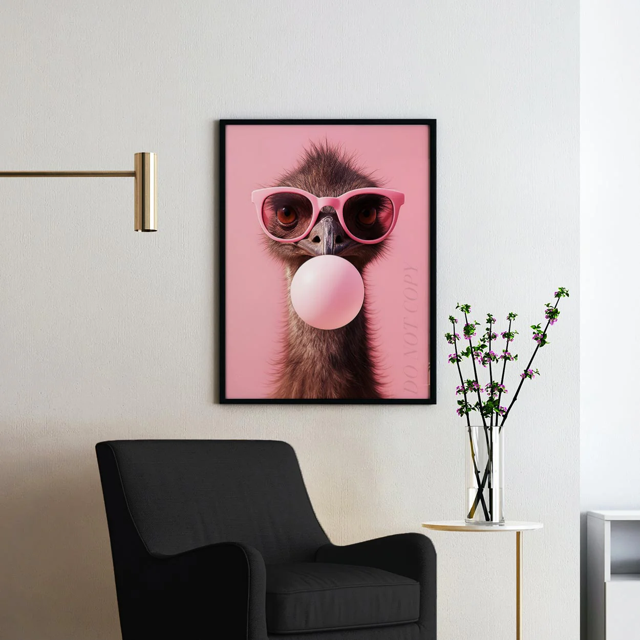 Emu with Sunglasses Blowing Pink Bubble Gum - Image 2
