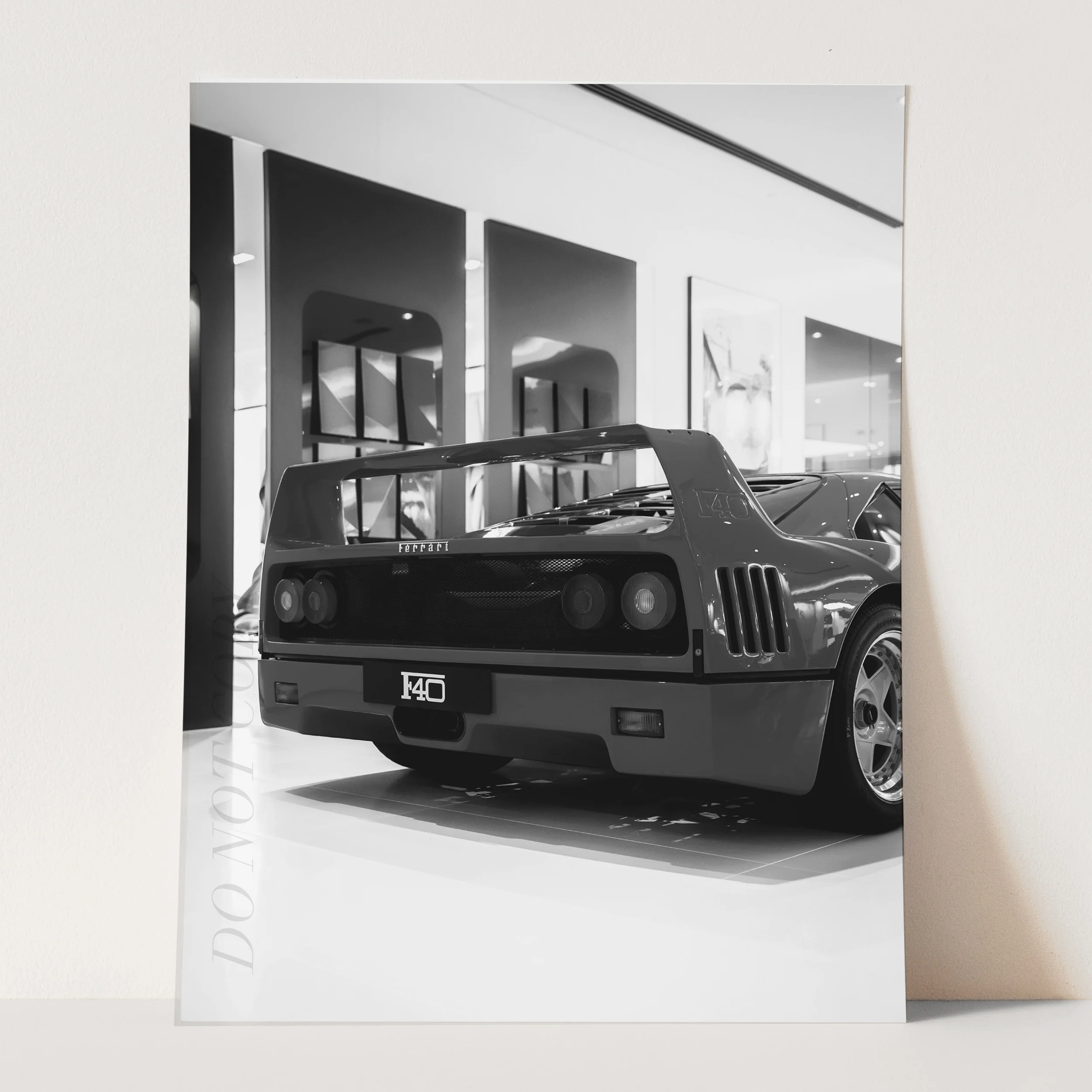 Ferrari F40 Rear View in Black & White - Image 3