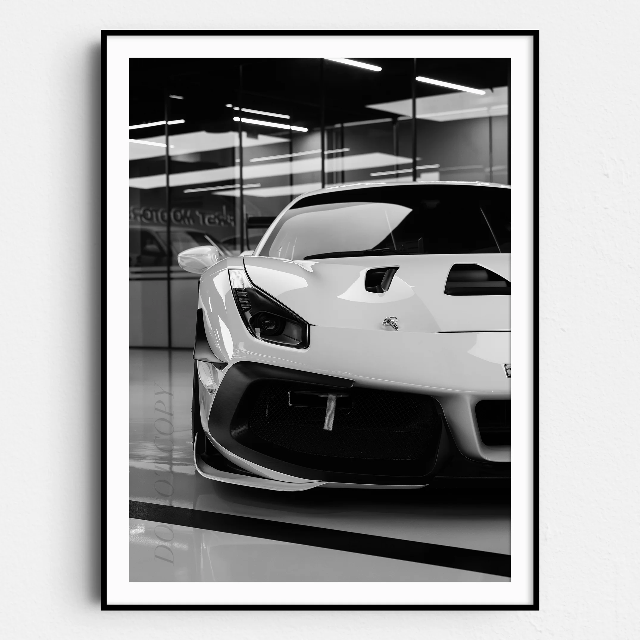 Ferrari Front View in Black & White