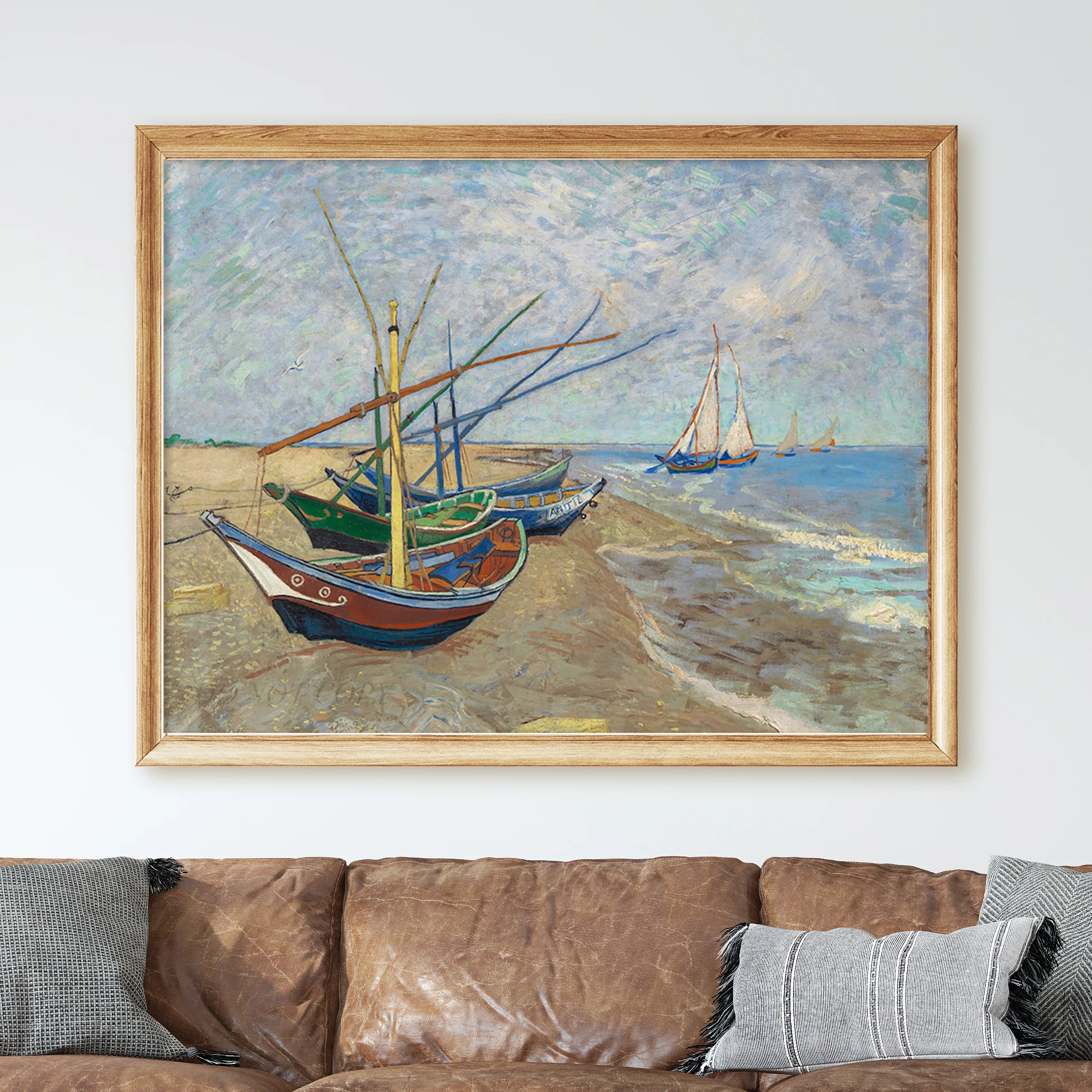 Fishing Boats on the Beach at Saintes-Maries (1888) by Van Gogh - Image 2