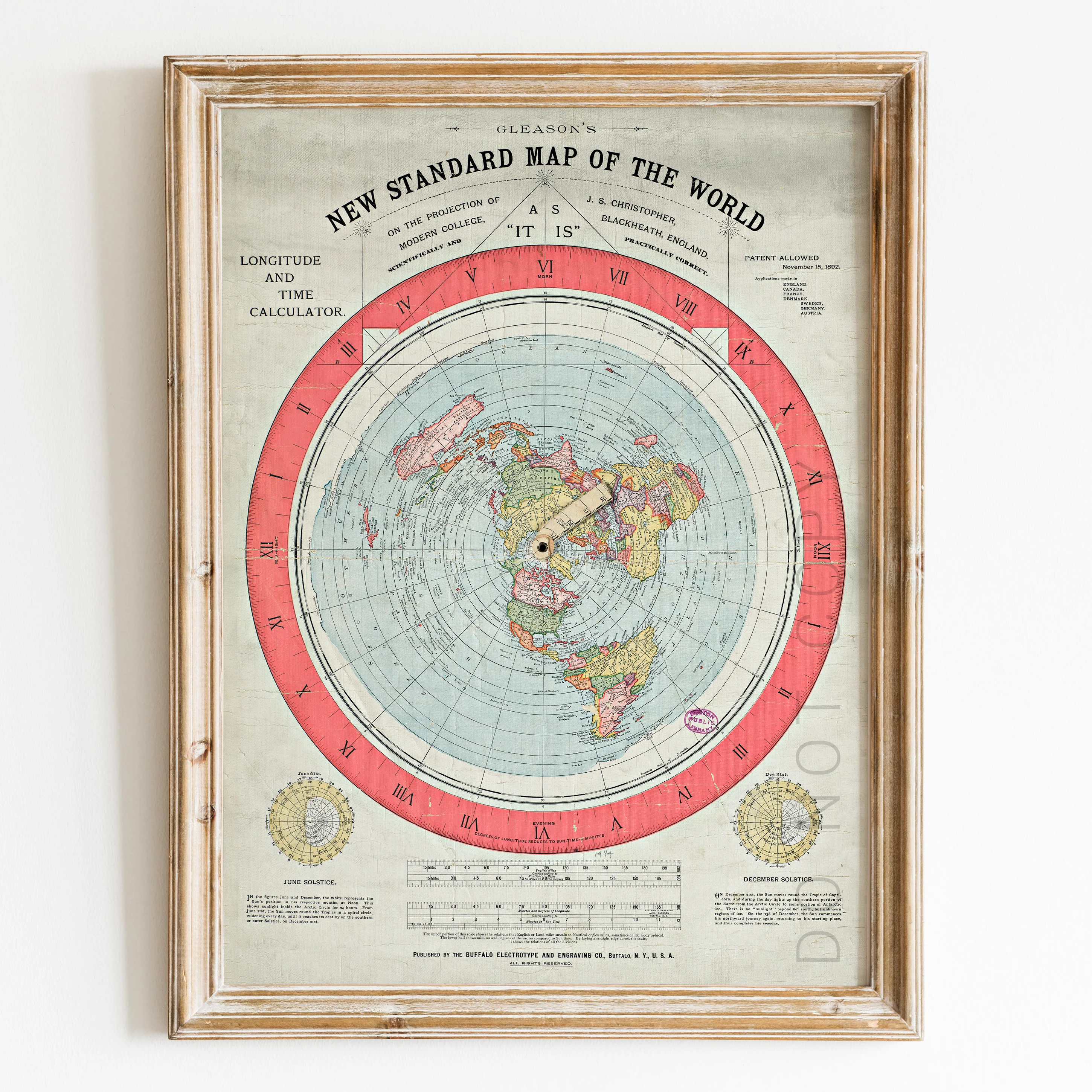 Flat Earth Map Alexander Gleason's New Standard Map Of The World 1892