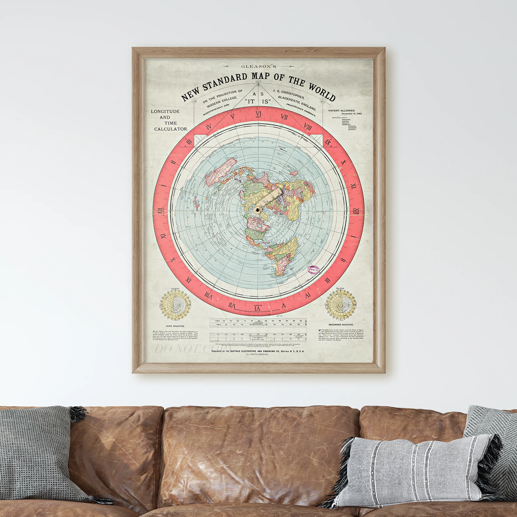 Flat Earth Map Alexander Gleason's New Standard Map Of The World 1892 - Image 2