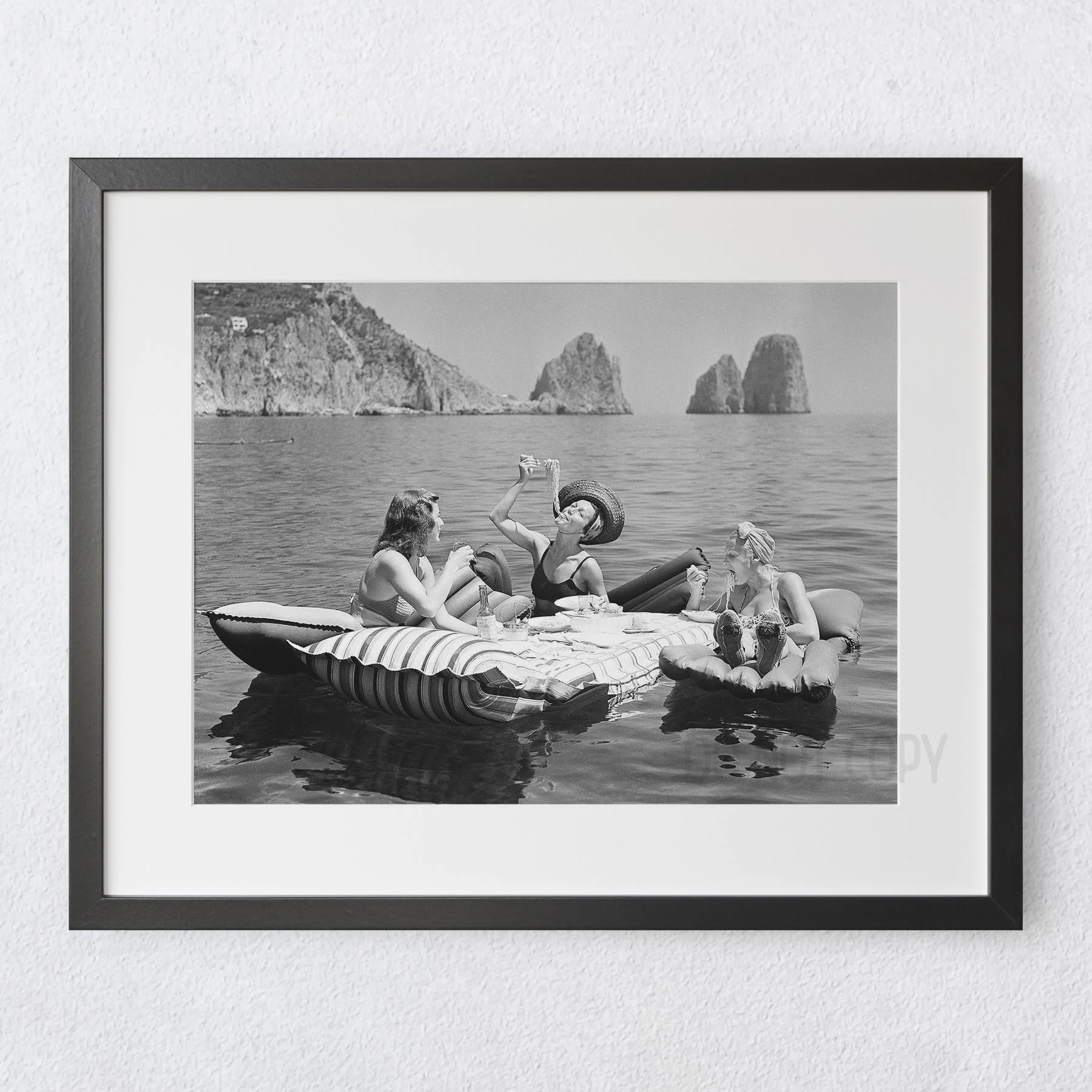 Floating Luncheon Three Women Eat Spaghetti on Lake of Capri 1939 - Image 5