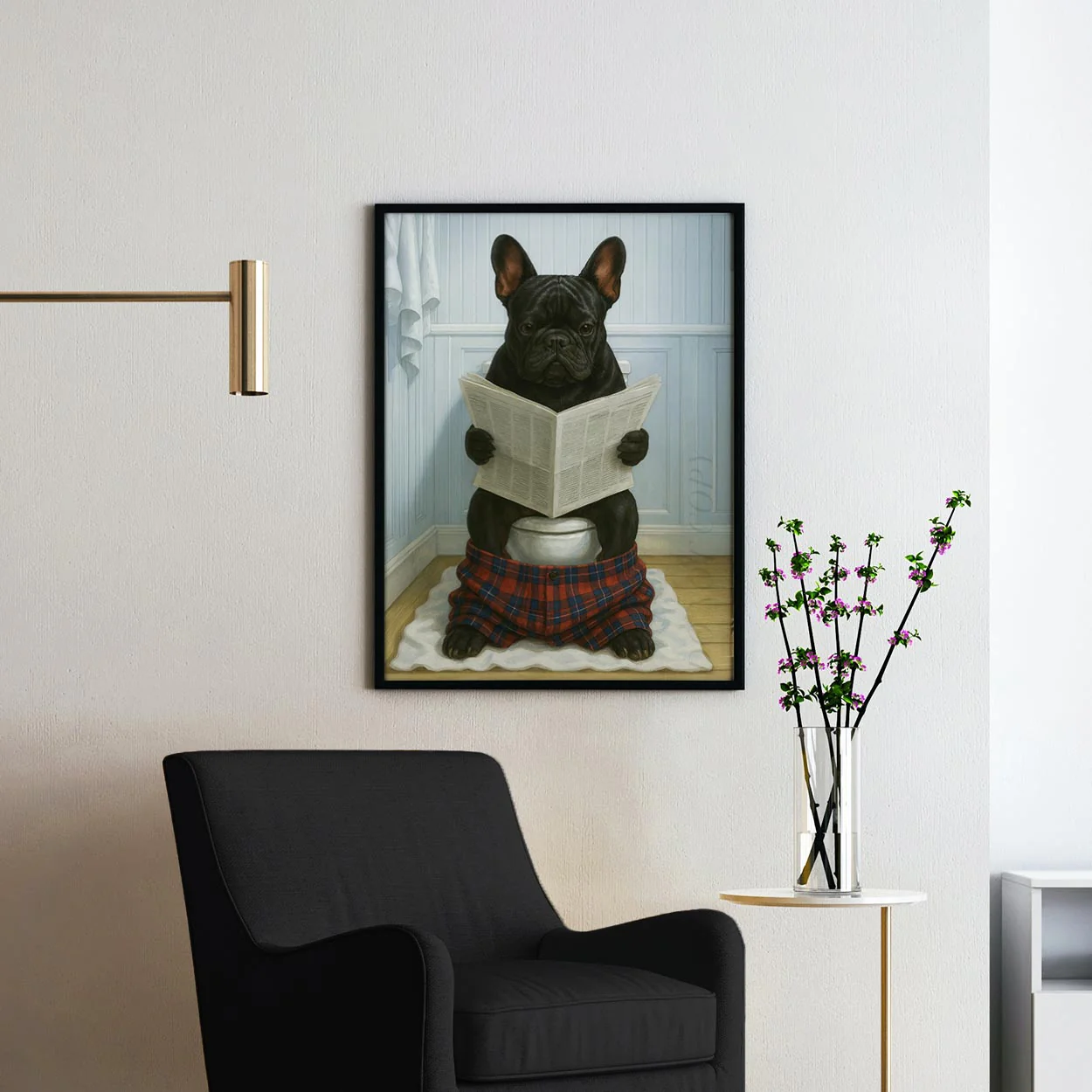 French Bulldog Reading The Newspaper On The Toilet - Image 2