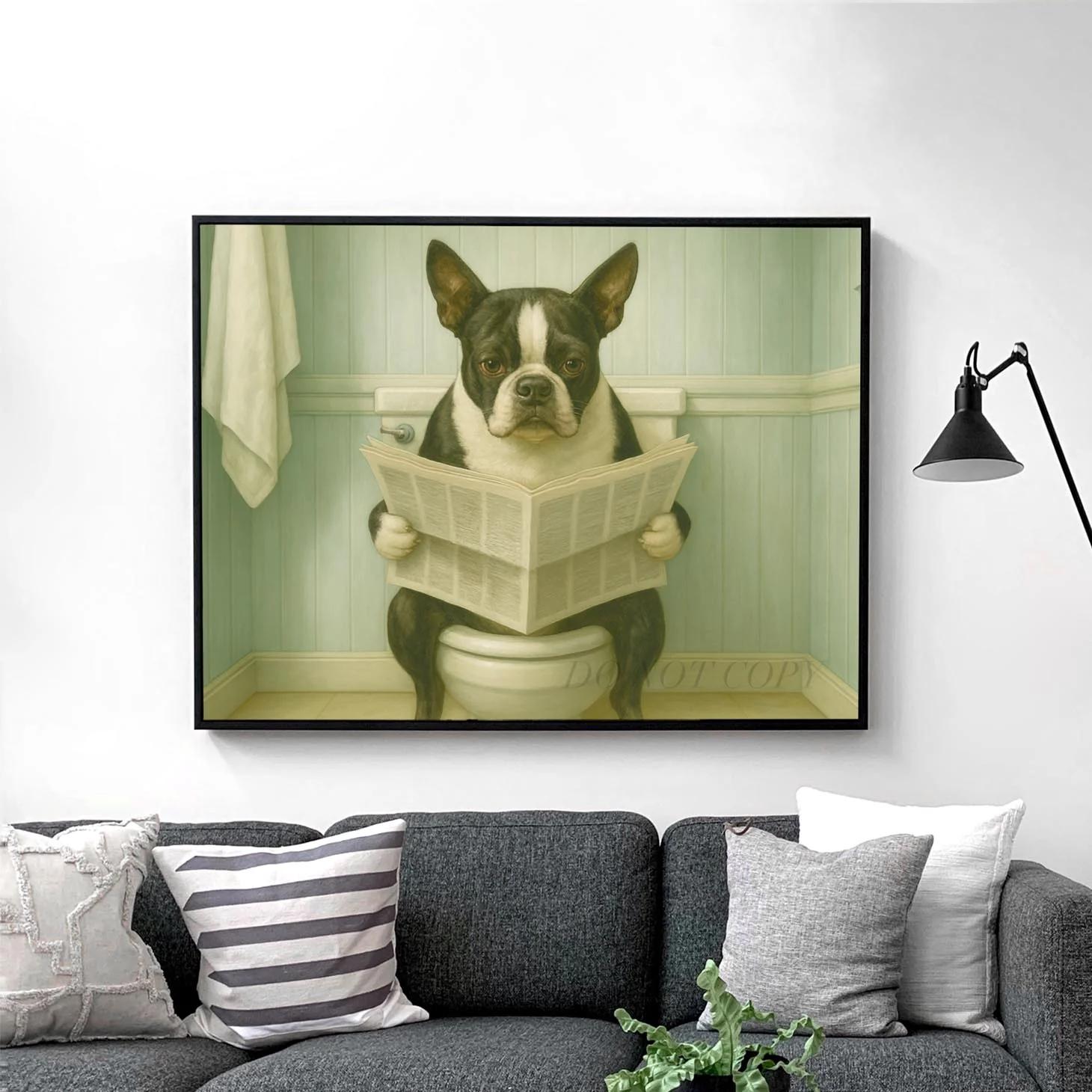 French Bulldog Reading The Newspaper On The Toilet - Image 2