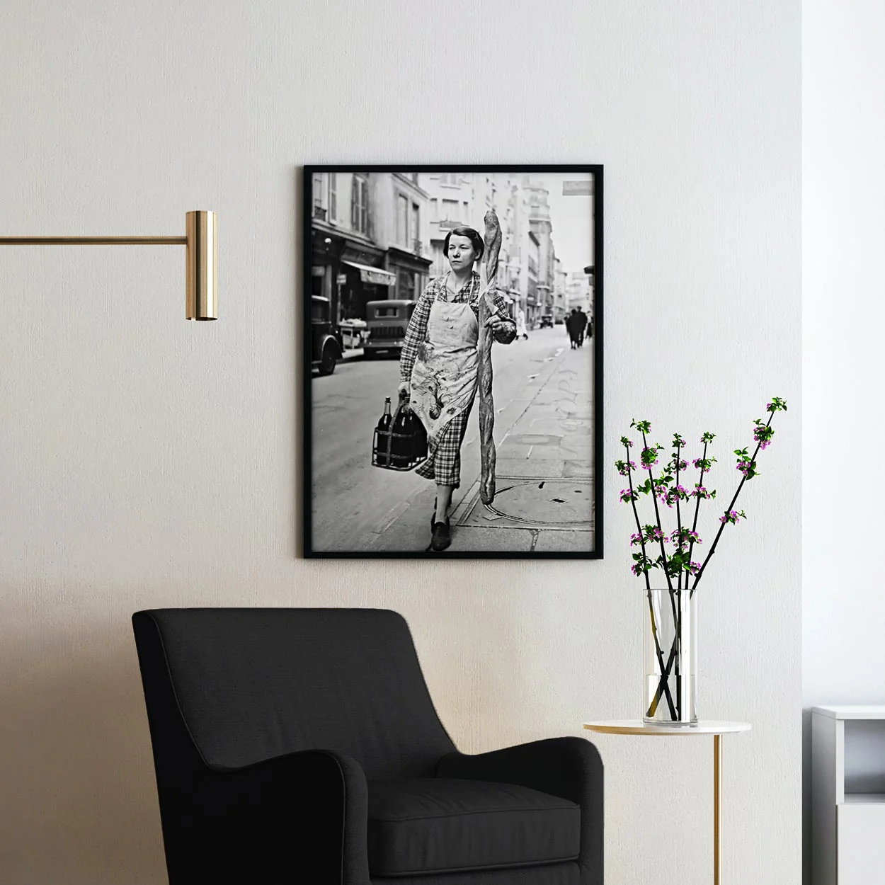 French Woman With Giant Baguette And Wine - Image 2