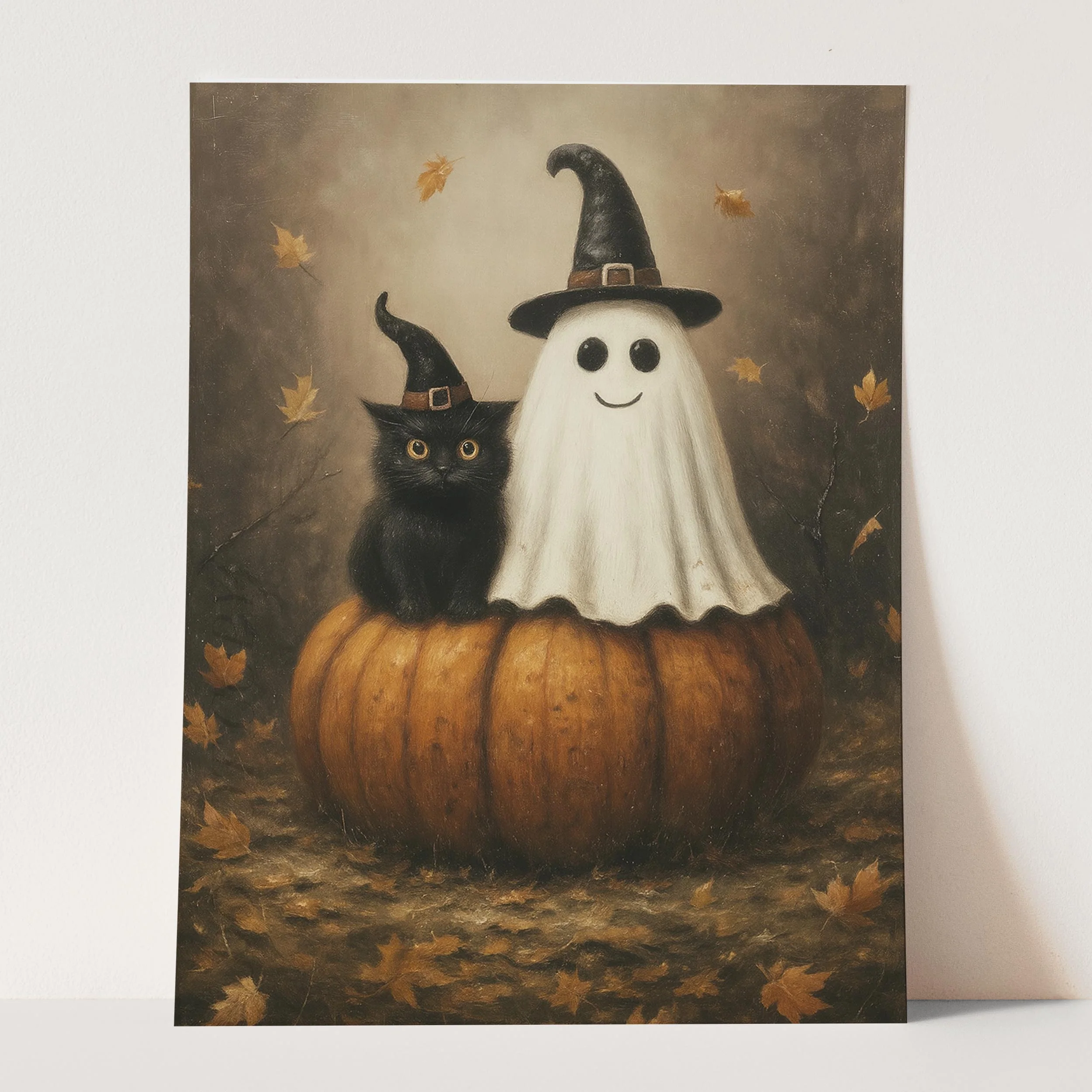 Ghost And Black Cat On A Giant Pumpkin - Image 3