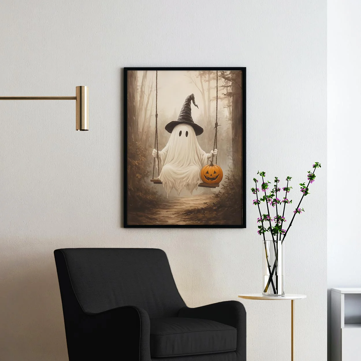 Ghost On A Swing With A Pumpkin - Image 2