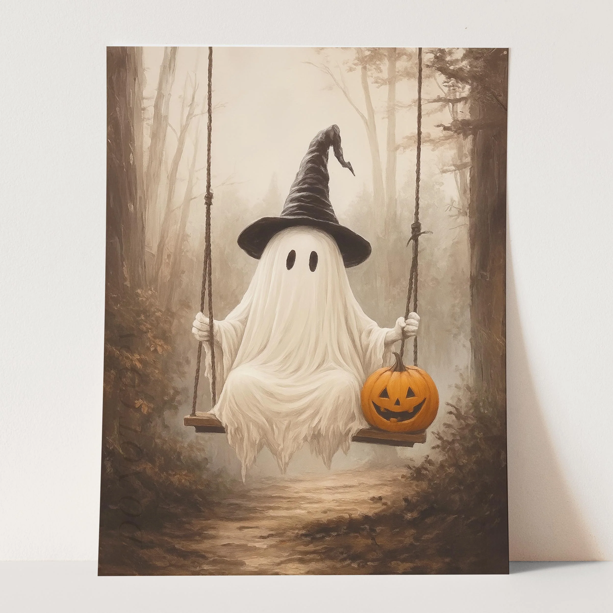 Ghost On A Swing With A Pumpkin - Image 3