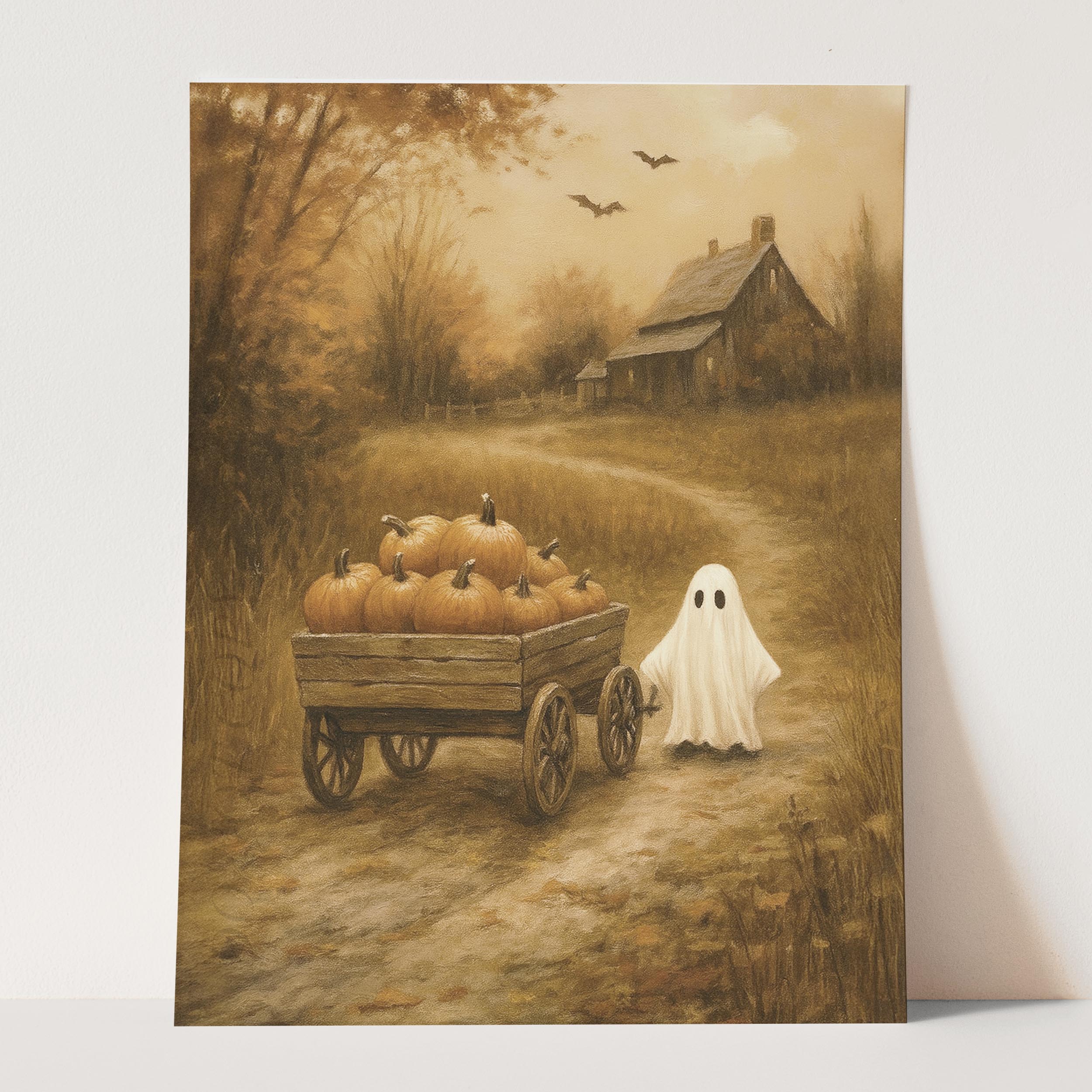 Ghost With Pumpkins In Fall Field - Image 3