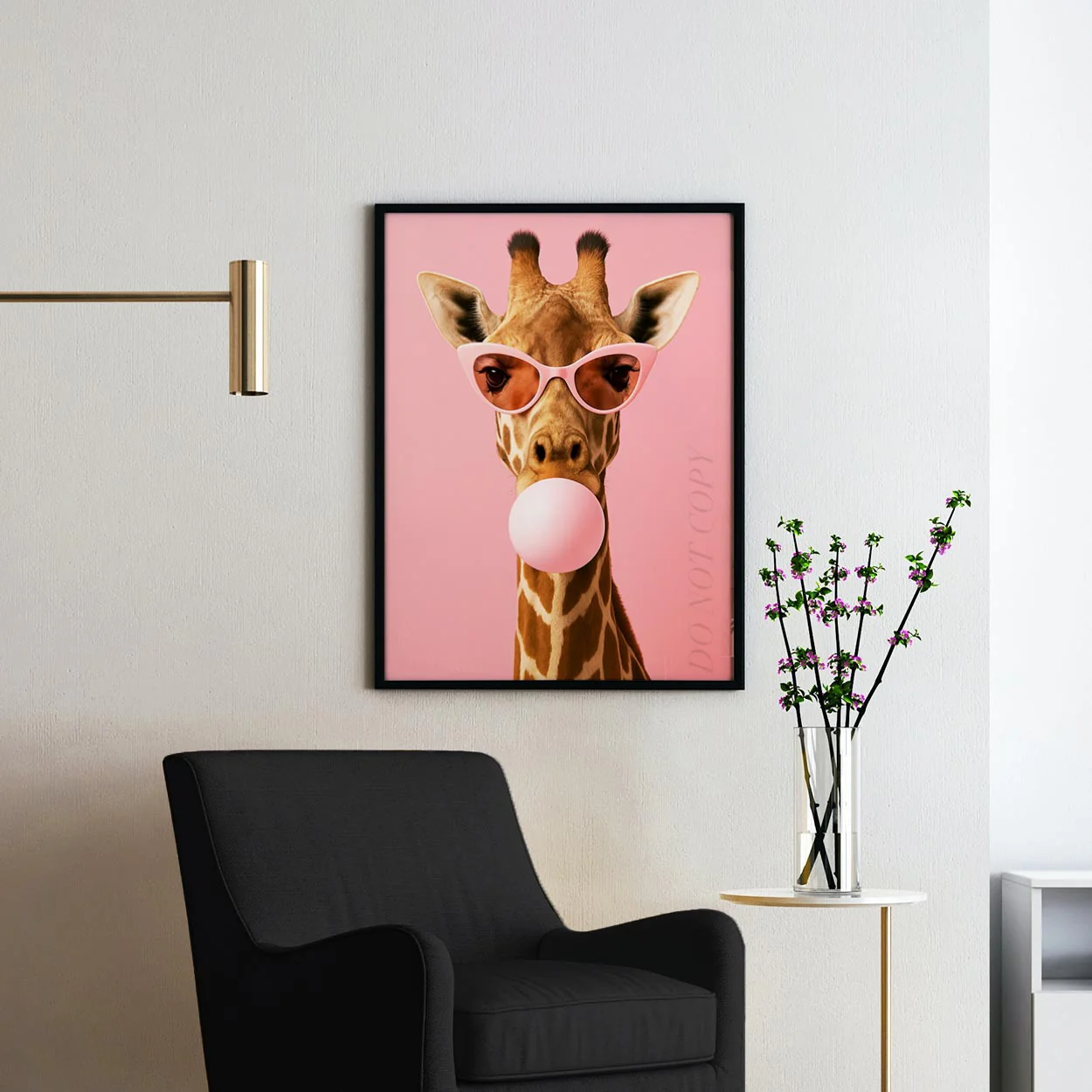 Giraffe Pink Sunglasses Blowing Bubble Gum - Image 2