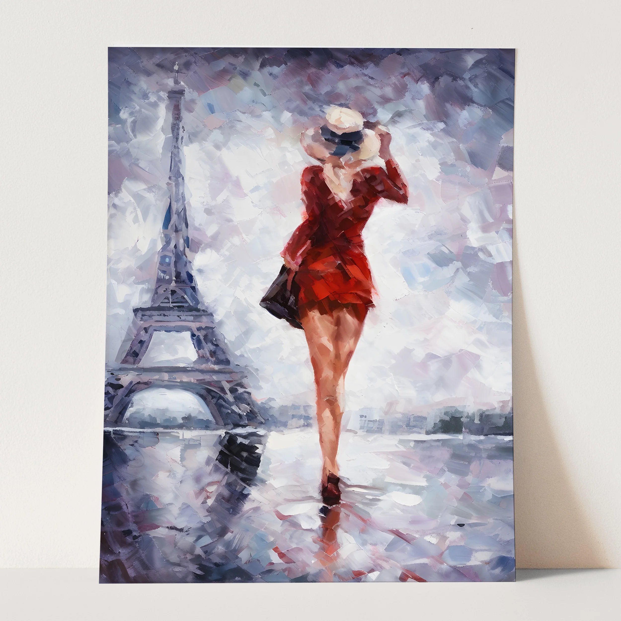 Girl In Red Dress by Eiffel Tower - Image 3