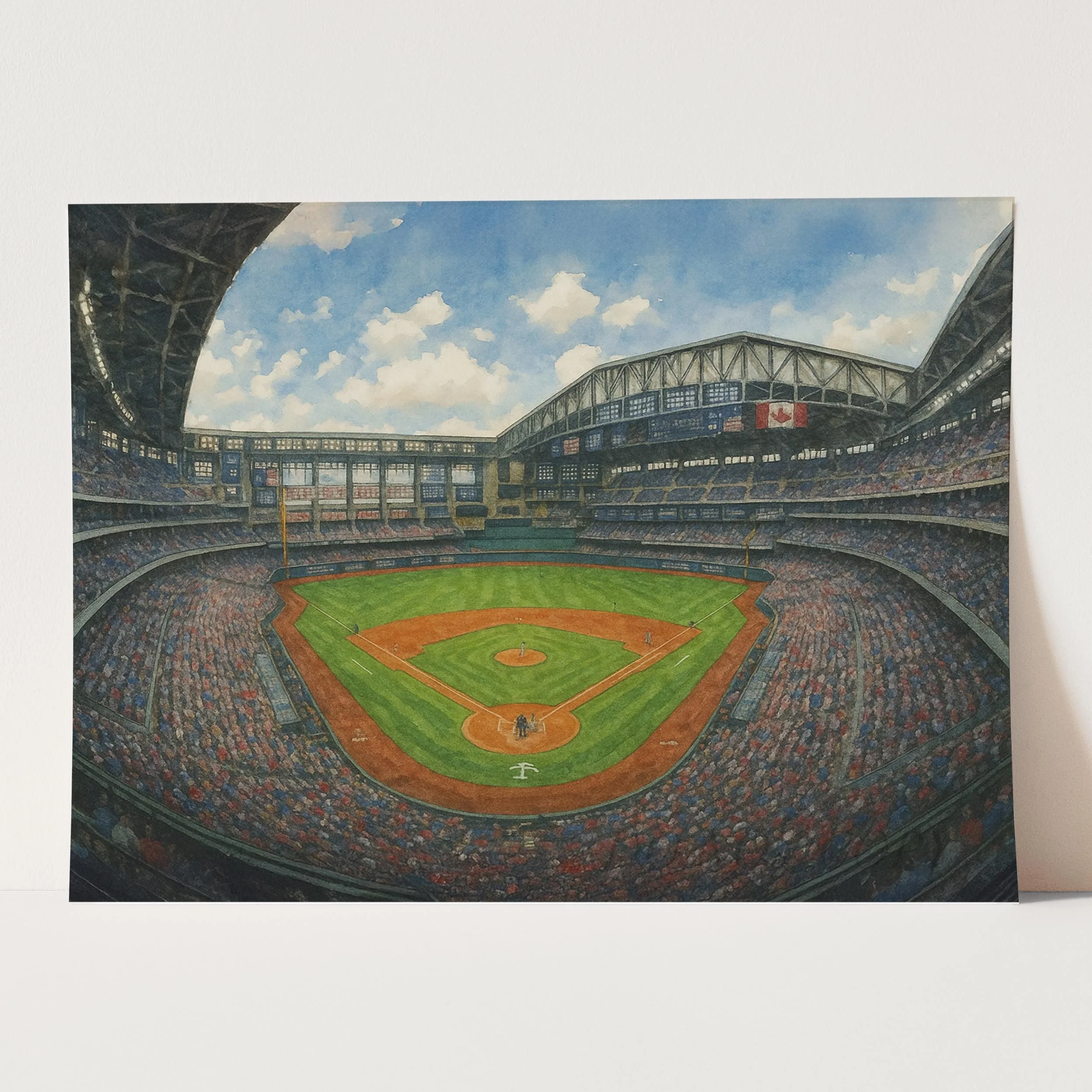 Globe Life Field Watercolor Painting - Image 3
