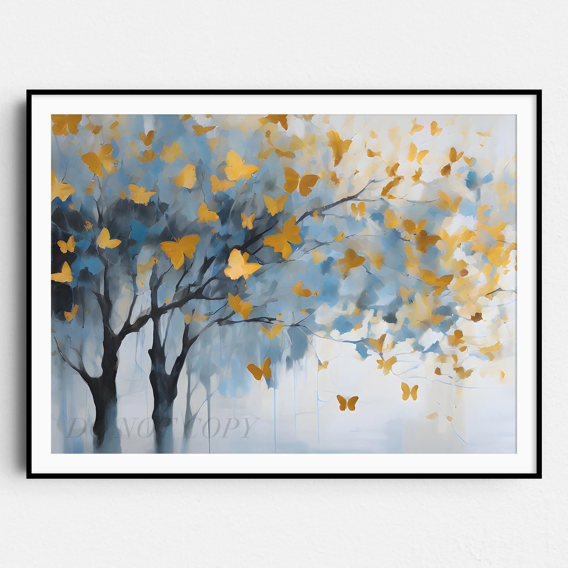 Golden Butterflies Abstract Forest