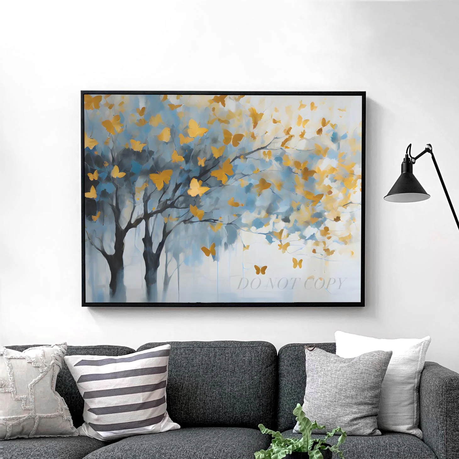 Golden Butterflies Abstract Forest - Image 2