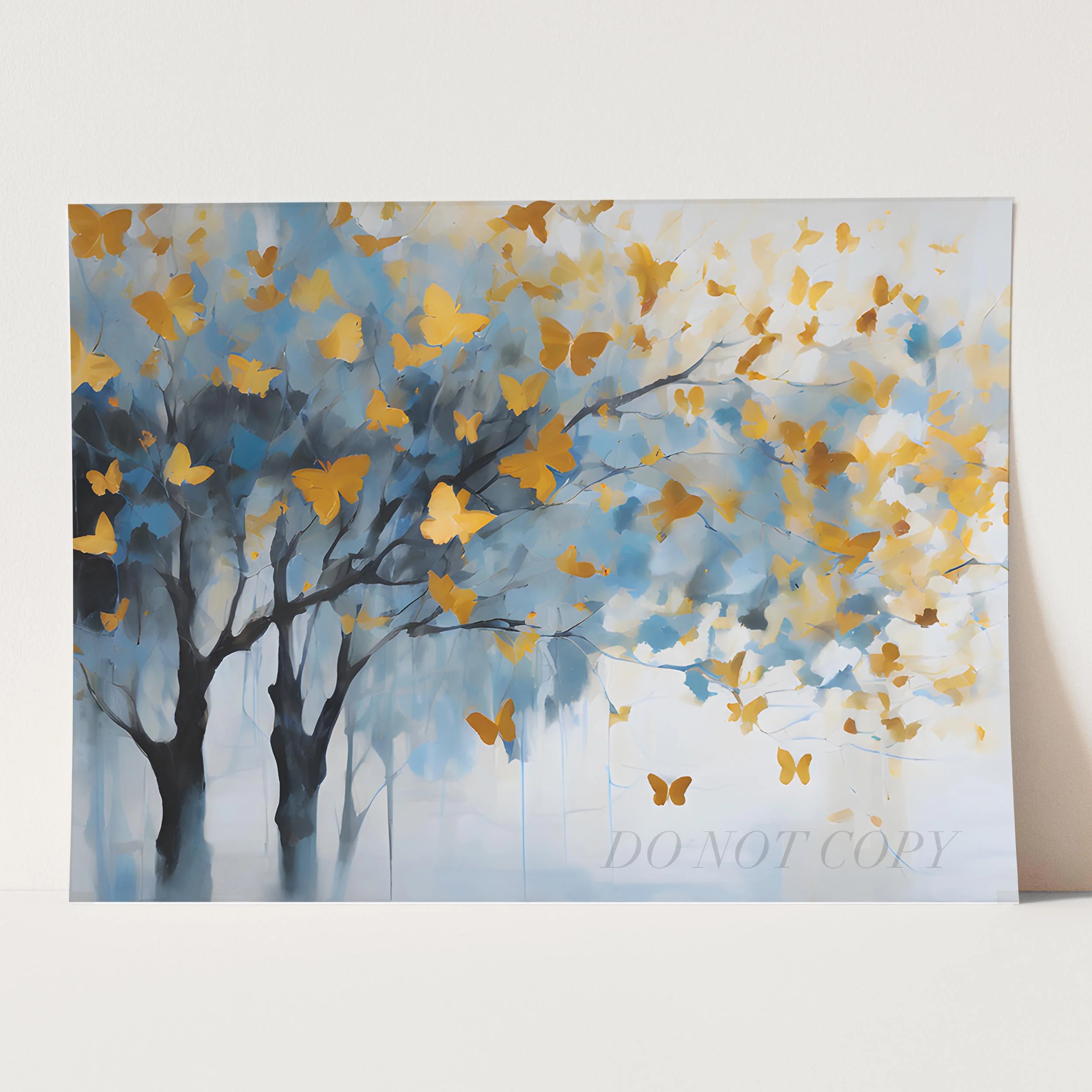 Golden Butterflies Abstract Forest - Image 3