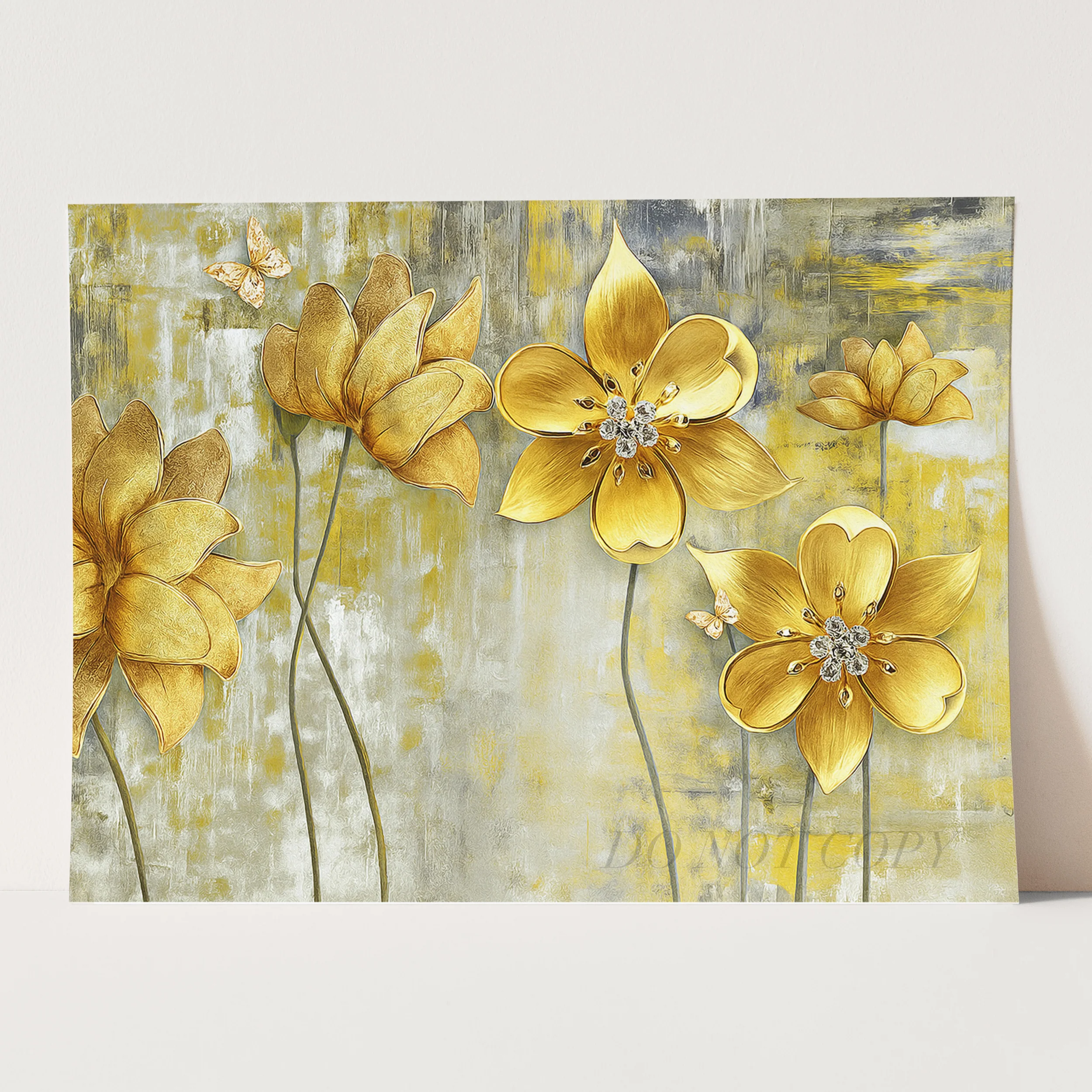 Golden Flowers With Butterflies - Image 3